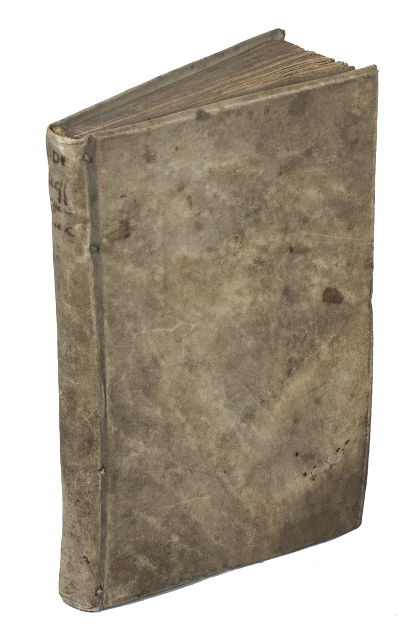 NEEFF, Adriaan de. - Cijffer-boeck der heylige schrift. Over de gelden, gewigten, ende maten der Hebreen arithmetisch gereduceerd op gelden, gewigten ende maten onsen lande en tijdt gebruykelijck. Middelburgh, Gijsbertus Noorman, 1682. Small 8vo. 2 parts in 1 volume. With woodcut vignette on 2 titles, and at the end of the second work, showing identical blank escutcheons. Contemporary vellum.