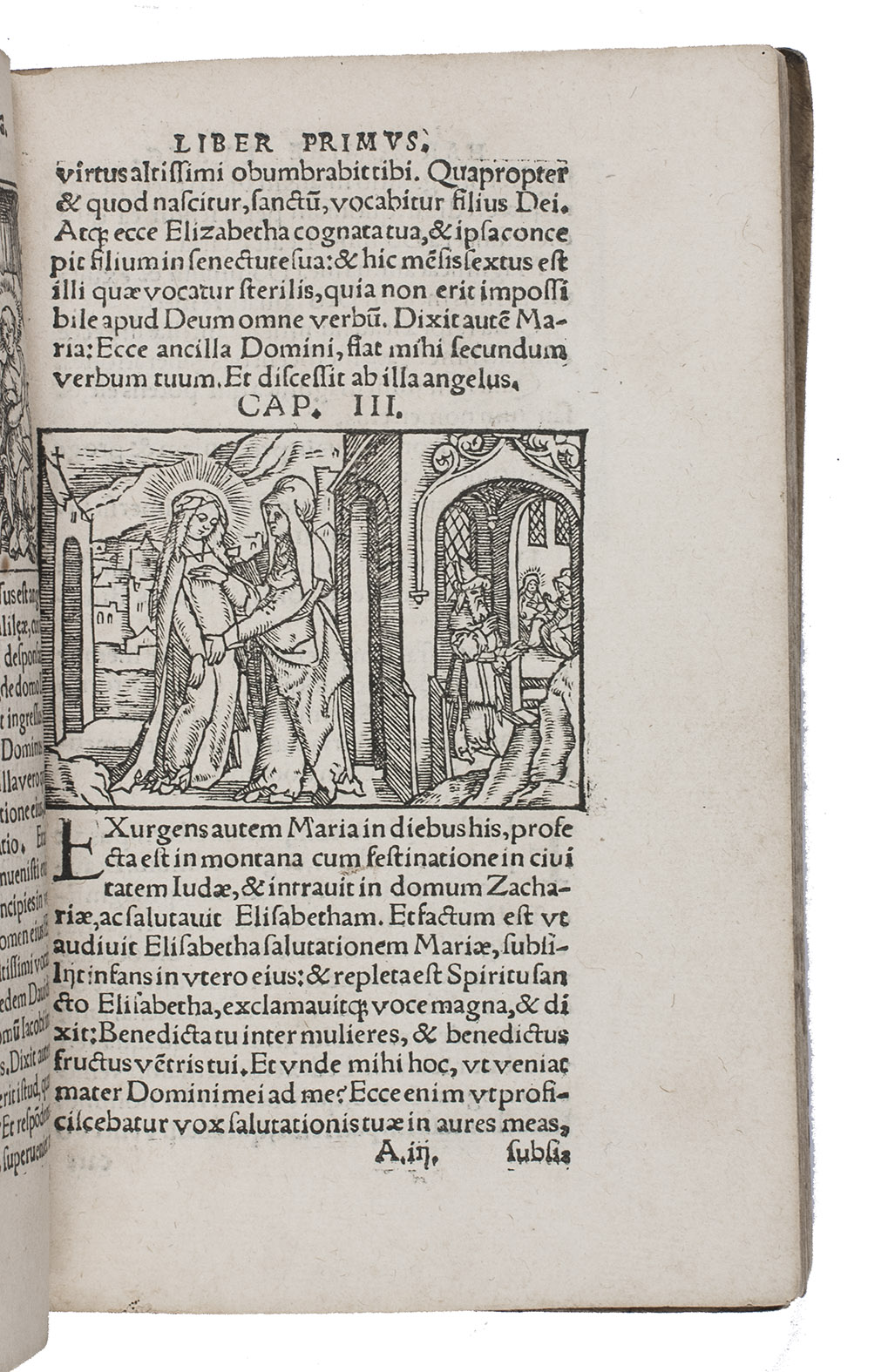 OSIANDER, Andreas. - Harmoniae Evangelicae libri quatuor, in quibus Evangelica historia ex quatuor Evangelistis ita in unu[m] est contexta, ut nullius verbum ullum omissum, nihil alienum immixtum, nullius ordo turbatus, nihil non suo loco positum. ... Elenchus harmoniae, ... (Colophon: Antwerp, Matthias Crom, 1540). 8vo. With a woodcut vignette at the foot of the title-page and the head of the first page of the main text (illustrating Luke 11), 1 full-page and 97 half-page woodcut illustrations by Levinus de Witte (including a few repeats). 17th-century limp sheepskin parchment.