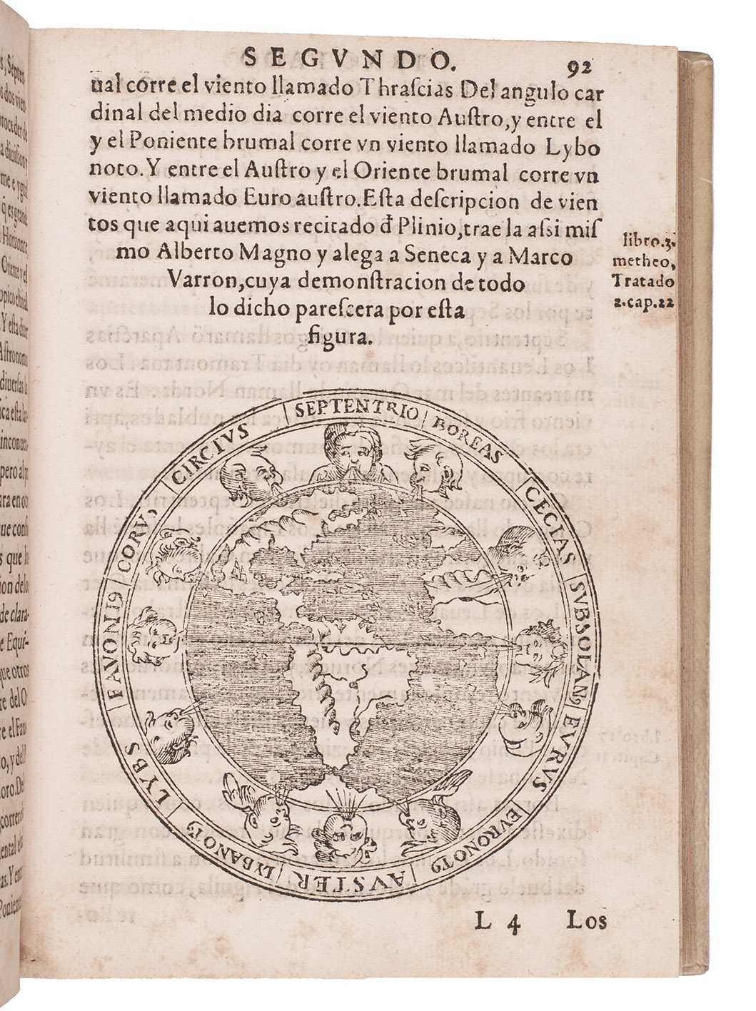 CHAVES, Jrme de. - Chronographia o reportorio de tiempos, el mas copioso y precisso, que hasta ahora ha salido a luz.Sevilla, Fernando Diaz, Faustino de Magarino (colophon: printed by Fernando Diaz), 1584. 4to. With title printed in red and black with woodcut portrait of the author, Diaz's woodcut printer's device below the colophon on the last page, 2 full- or nearly full-page woodcuts, 19 half-page woodcuts, 7 half-page round woodcuts, and 43 small round woodcuts of phases of the moon. Many letterpress tables of the positions of the sun and moon, calendars, movable feasts, etc. Sheepskin parchment by Domingo V. Folch of the national bindery in Valencia (2nd half of 19th century), gold-tooled spine.