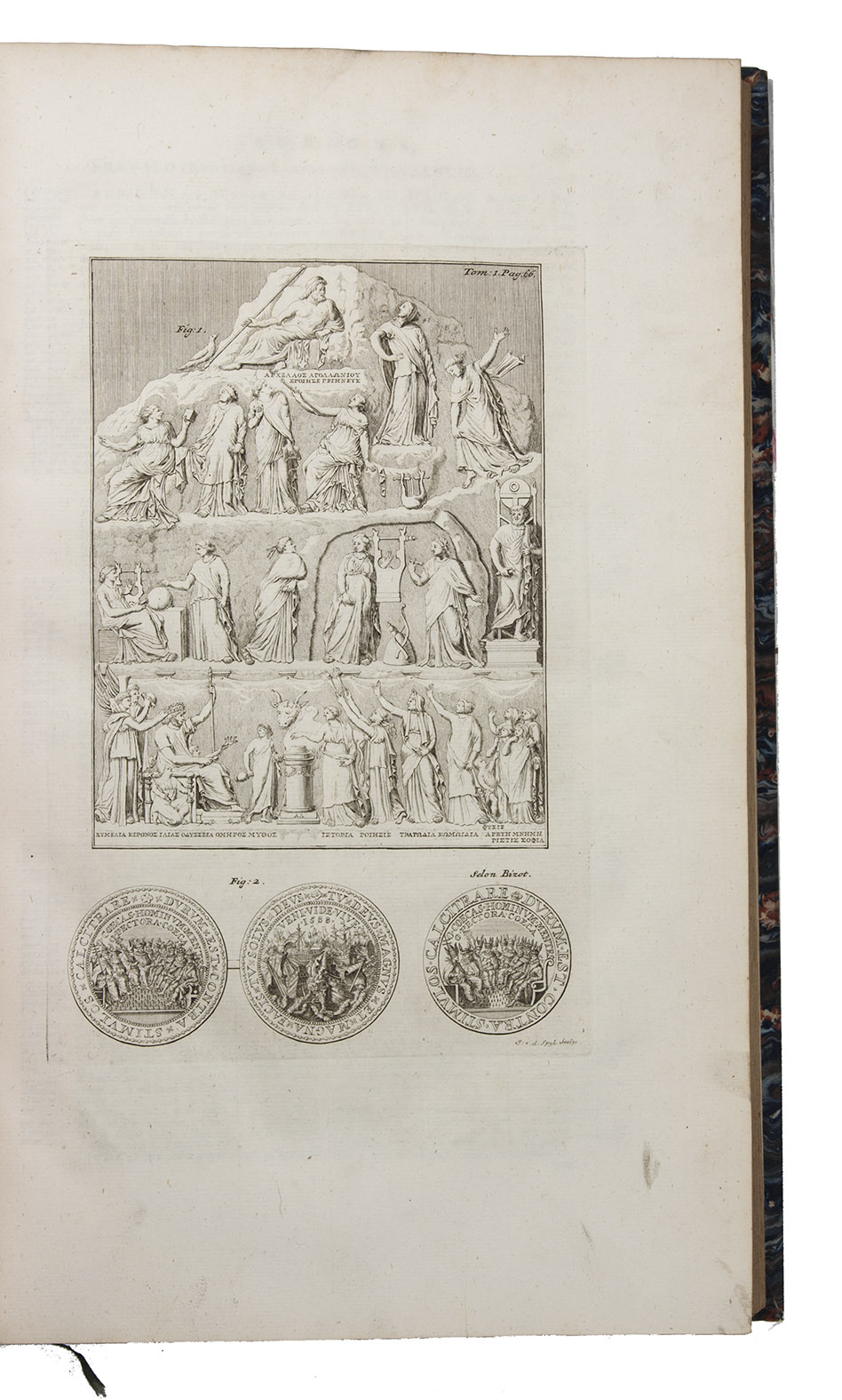 MARCHAND, Prosper. - Dictionaire historique, ou Memoires critiques et litteraires, concernant la vie et les ouvrages de divers personnages distingus, particulierement dans la republique des lettres.The Hague, Pierre de Hondt, 1758-1759. 2 parts in 1 volume. Folio. With an engraved plate. Contemporary half calf, richly gold-tooled spine with floral ornaments.