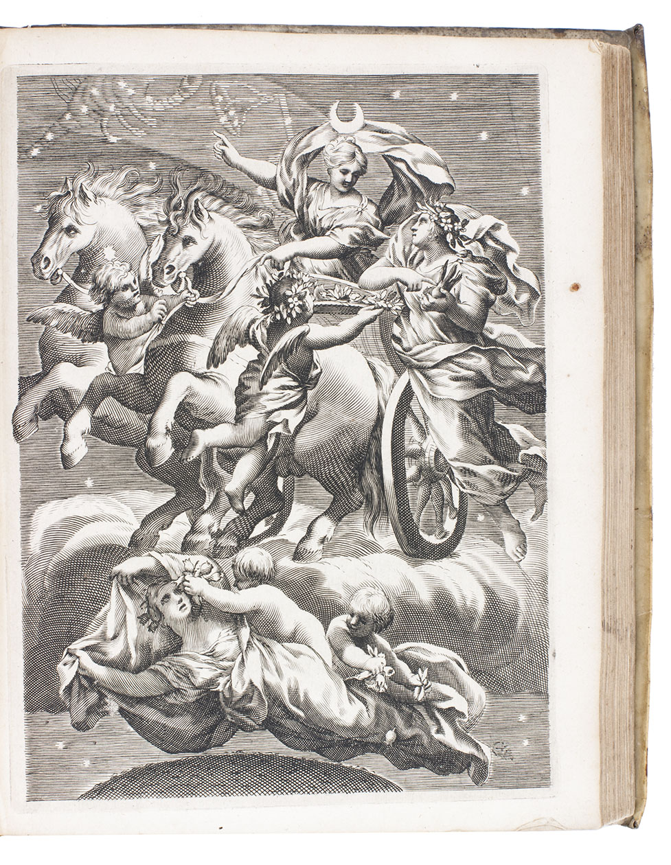 FERRARI, Giovanni Battista and Bernhard ROTTENDORFF (editor). - Flora, seu de florum cultura lib. IV.Amsterdam, Joannes Janssonius, 1646. 4to. With an engraved frontispiece with an engraved portrait of the author on its verso and 45 full-page engraved plates, including 31 botanical illustrations, 8 plans for gardens, and 6 allegorical illustrations. Further with an ornamental woodcut vignette on the title-page and woodcut decorated initials.  Contemporary overlapping vellum, manuscript title on the spine, remnants of ties