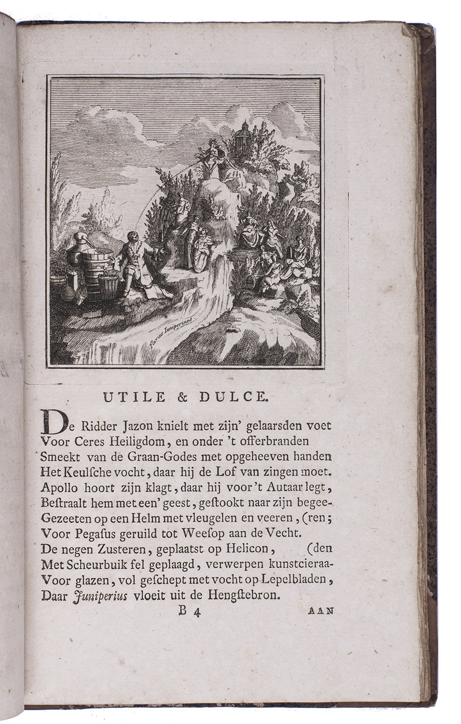 HENNEBO, Robert. - Verzamelde dicht-werken.The Hague, Pieter van Os; Leiden, Pieter van der Eyk and Johannes Le Mair, etc., [1767]. 8vo. With 2 half-page engravings in the text. Contemporary half calf.