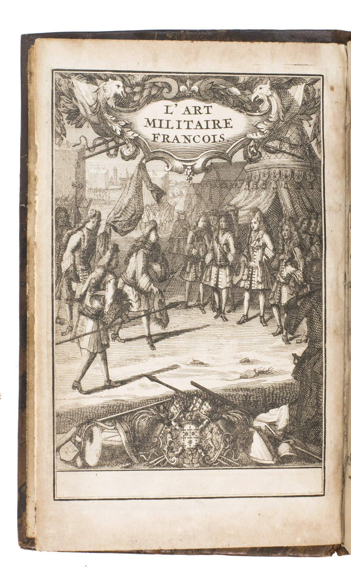 [GIFFART, Pierre]. - L'art militaire franois, contenant l'exercice & le maniement des armes, tant des officiers que des soldats, rprsent par des figures en taille-douce dessines d'aprs nature. Avec un petit abreg d'exercice comme il se fait aujourd'hui. Ddi  Monseigneur le Marechal Duc de Boufflers.
