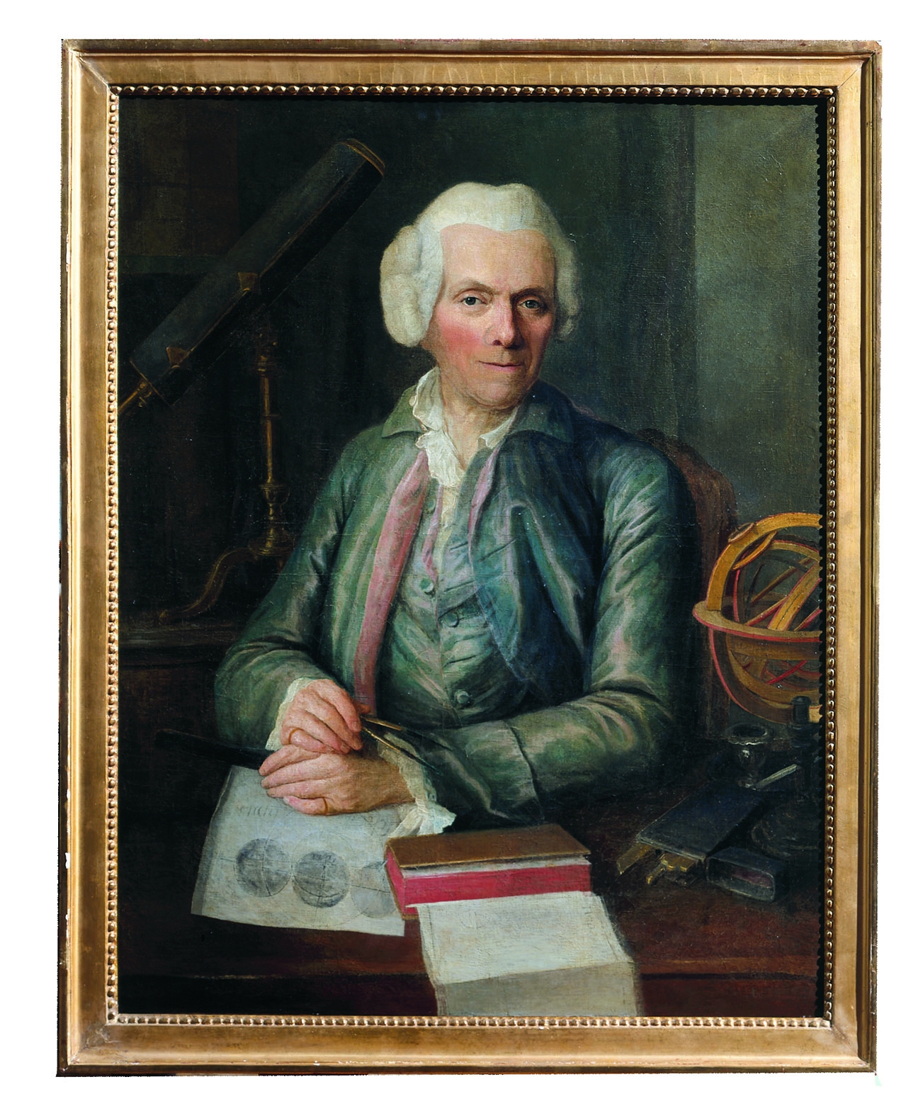 [VOIRIOT, Guillaume]. - [Portrait of Joseph-Jrme le Franais de Lalande].Late 18th century (ca. 1780). Oil on canvas (88 x 68 cm). In an elegant contemporary gilt frame with pearled inner border.