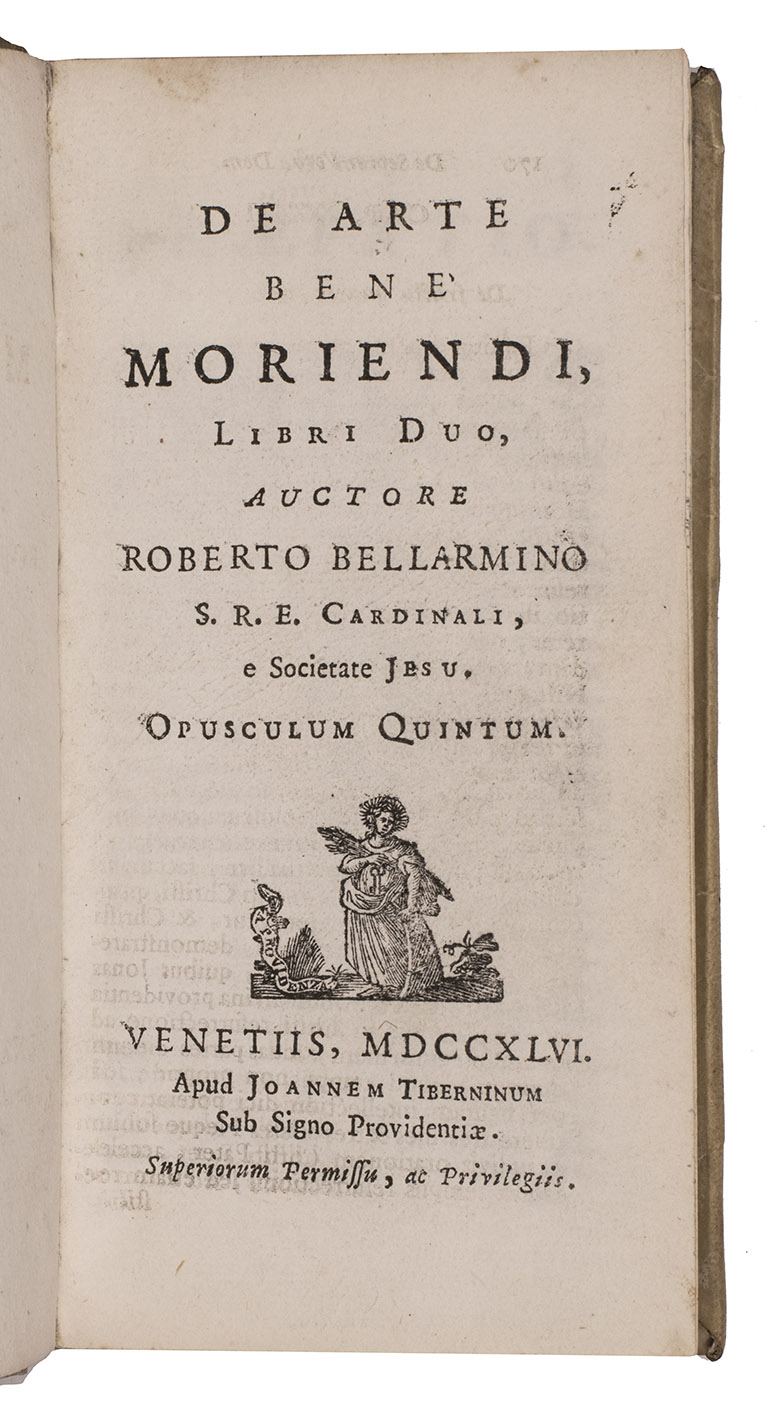 BELLARMINO, Roberto. - De arte bene moriendi, libri duo.Venice, Giovanni Tibernino, 1746. Agenda 12mo (16 x 8 cm). Contemporary sheepskin parchment.