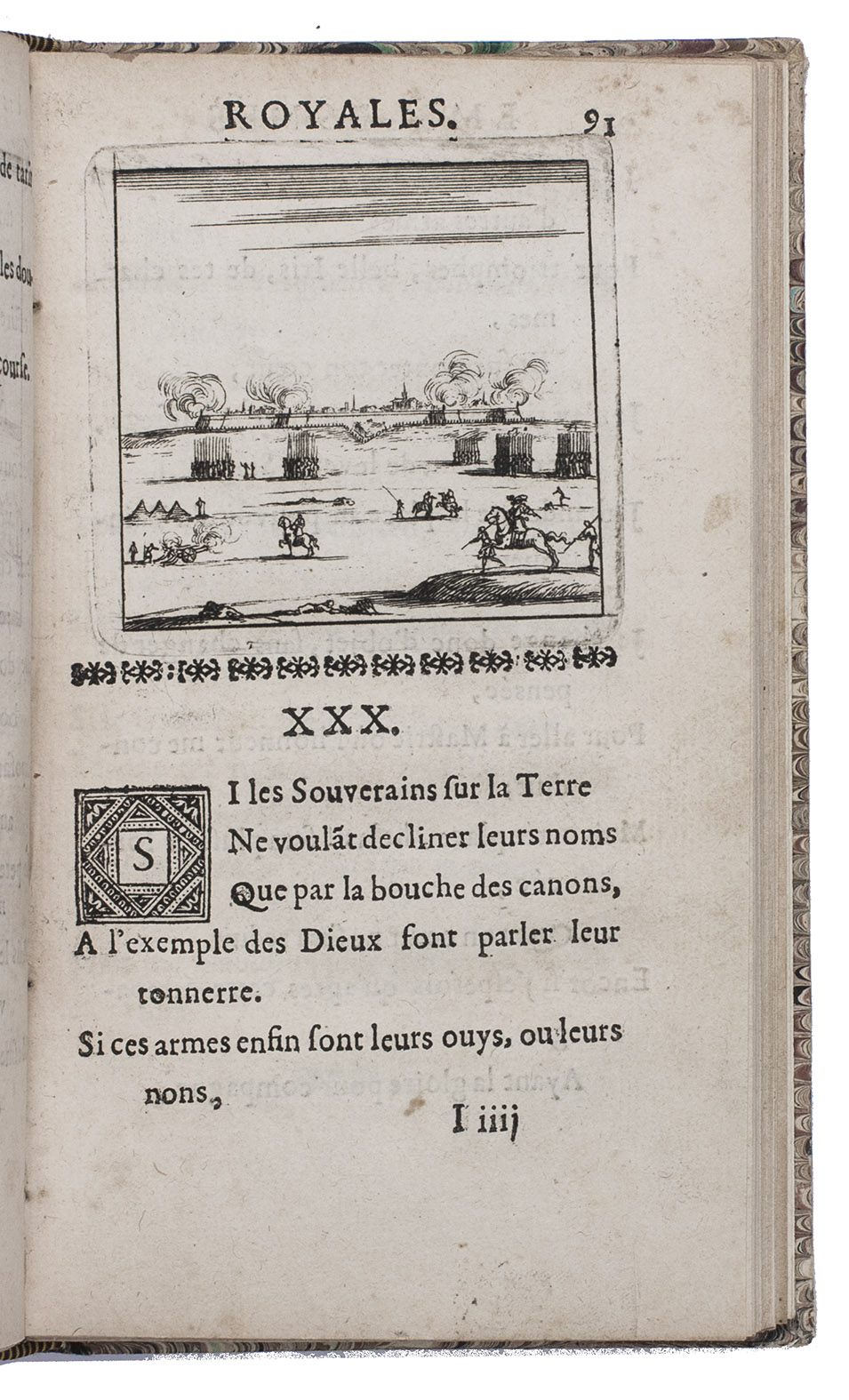 MARTINET, Jean. - Emblesmes royales a Louis le Grand.Paris, Claude Barbin, 1673. 8vo. With 60 numbered half-page engraved emblems and one unnumbered emblem on extra inserted leaf. Modern marbled boards.