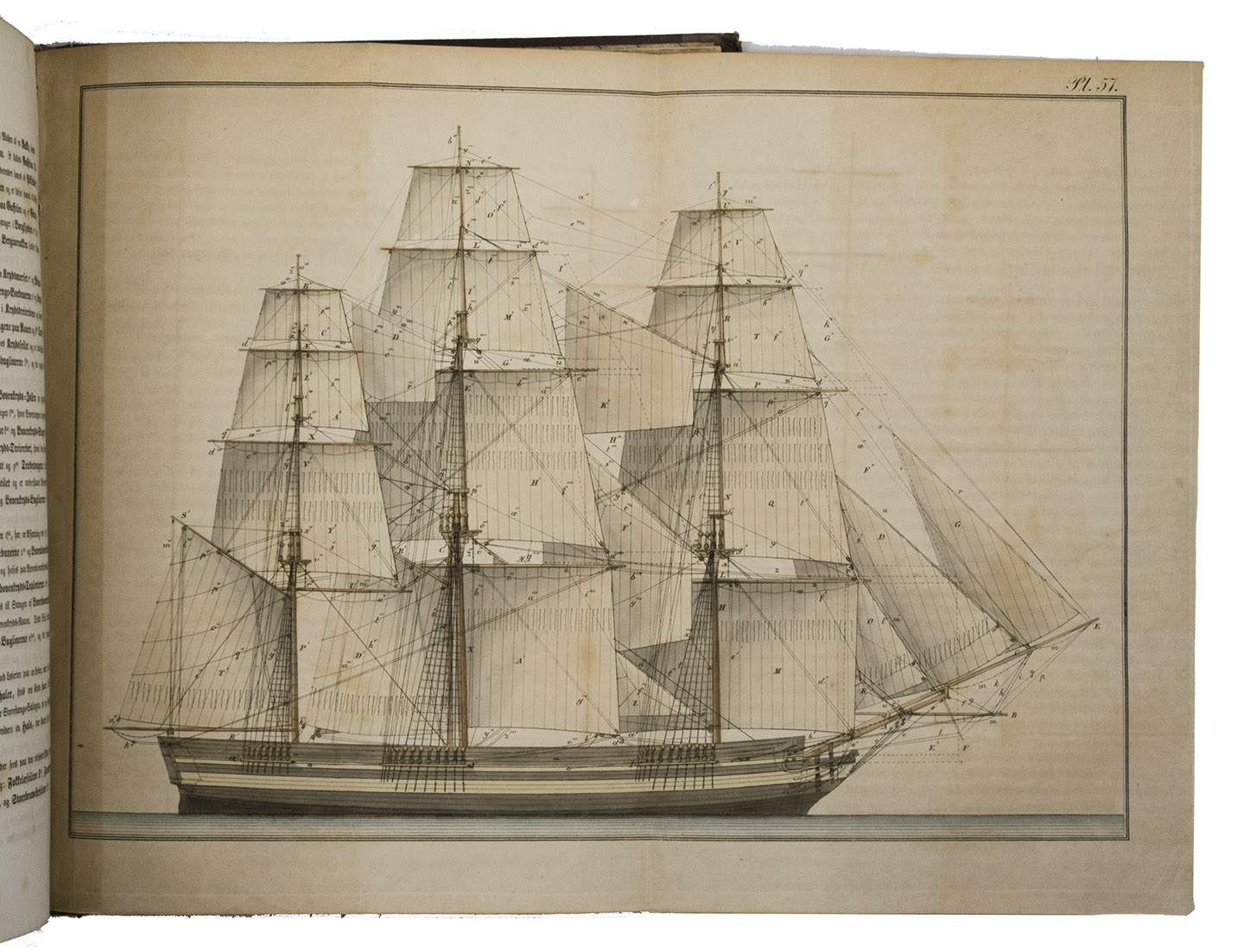FUNCH, Diderik Hansteen. - Dansk Marine-Ordbog.Copenhagen, Bianco Luno, 1846-1852. 2 parts in 1 volume. Large 4to (30 x 23.5 cm). With 67 full-page engraved plates (7 folding), partly coloured by hand.