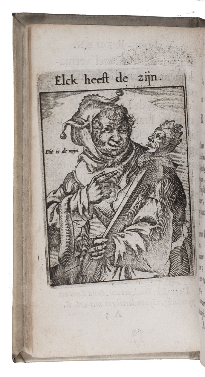 VISSCHER, Roemer. - Zinne-poppen; alle verciert met rijmen, en sommighe met proze: door zijn dochter Anne Roemers.Amsterdam, Sander Wybrantz. and Andries Vink, 1678. With engraved title-page, an engraved emblem on the back of A5, and 193 engraved emblems by Claes Jansz. Visscher.With: (2) VISSCHER, Roemer. Brabbelingh... By hem selven oversien, en meer als de helft vermeerdert.Amsterdam, Johannes van Ravesteyn, 1669. 2 works in 1 volume. 12mo. Contemporary vellum.
