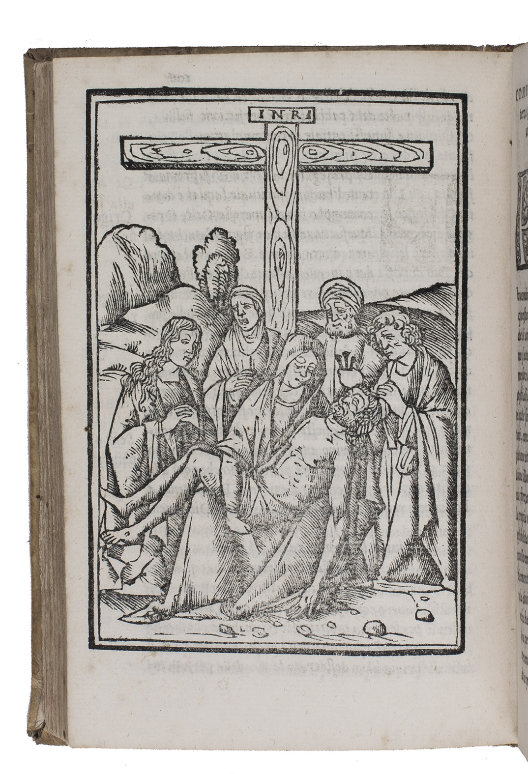 HERP, Hendrik. - Specchio della perfettione humana. Opera devotissima e necessaria ad ogni fidel Christiano historiata.Venice, Batholomeo detto l'Imperadore & Francesco Venetiano, 1546. 8vo. With a woodcut printer's device on the title-page of a Roman emperor, 3 full-page woodcut illustrations depicting the life of Christ, and some woodcut decorated initials. 17th-century(?) vellum, sewn on 5 supports, with the manuscript title on the spine.