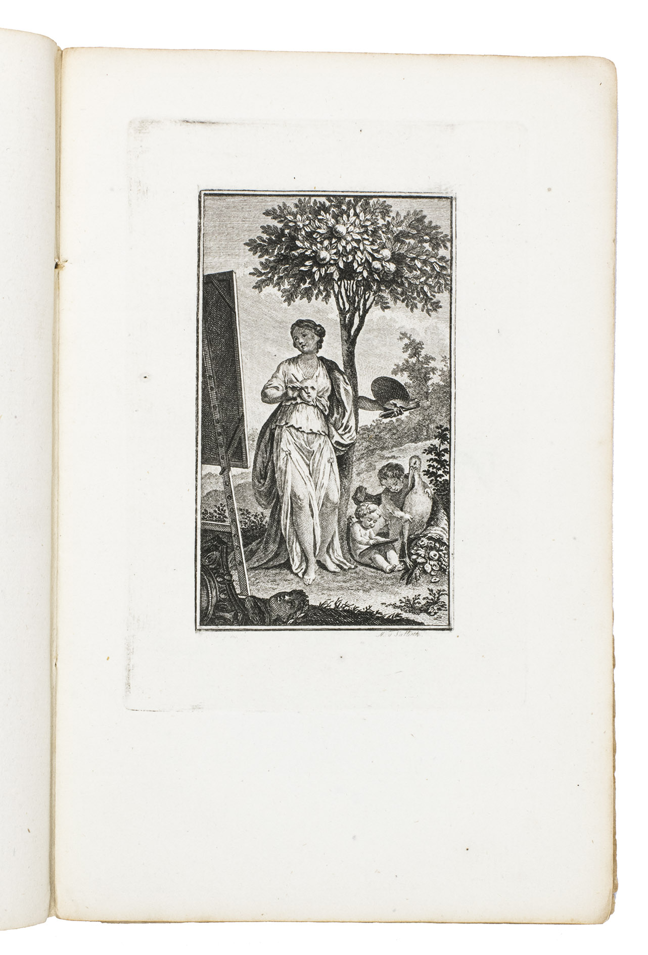 KASTEELE, Reinier Pieter van de. - Redevoering over het belang van het teekenen naar het naaktmodel. Bij gelegenheid van het uitdeelen der prijzen, uitgesproken in de akademiezaal van Pictura. Op den 31sten van Louwmaand 1816.The Hague, Johannes Allart, 1816. 8vo. With a full-page engraved allegorical frontispiece, and an engraved plate with the seals of the academy. Contemporary red sprinkled paper wrappers, kept in brown kraft paper wrappers.