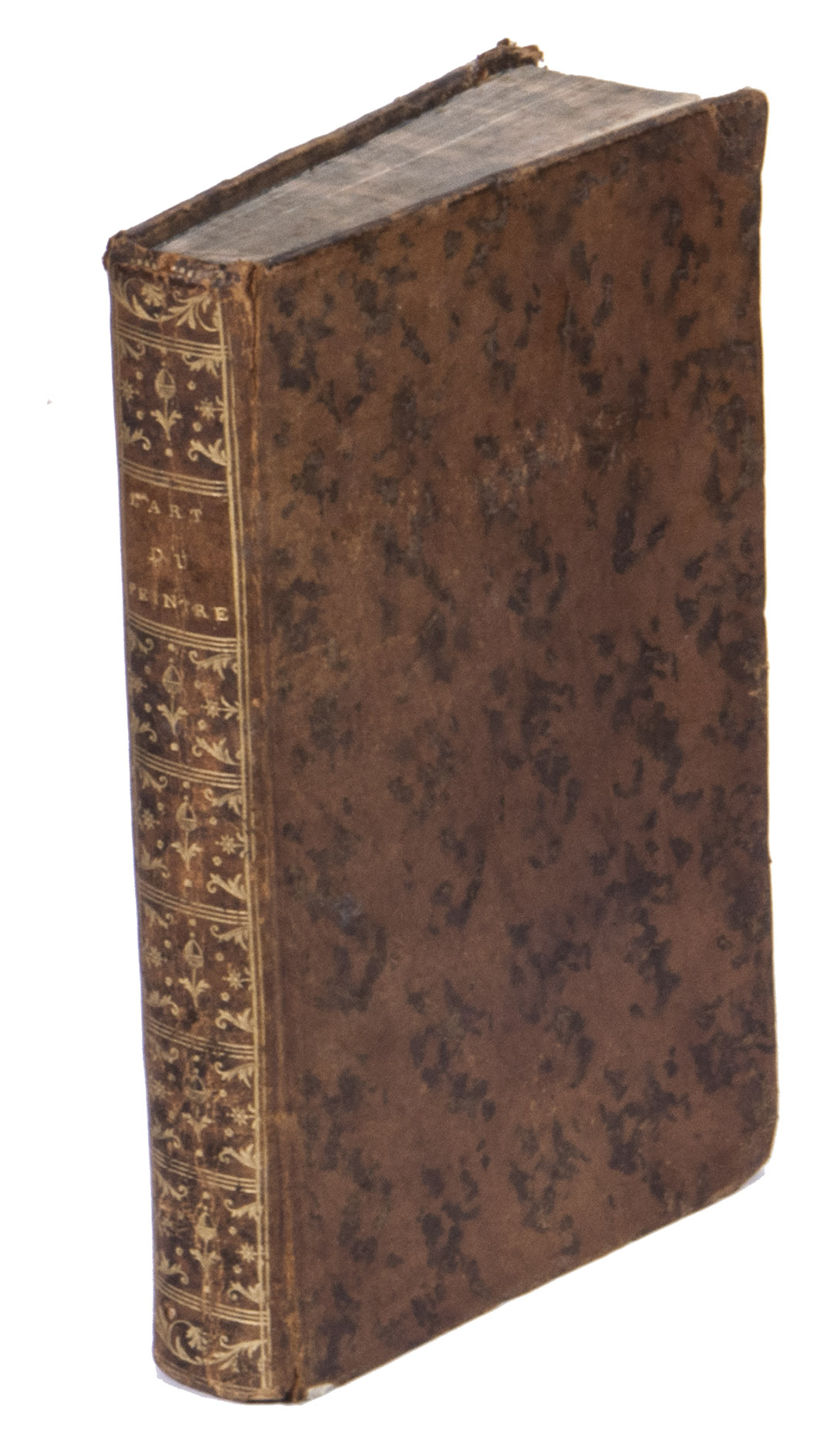 WATIN, Jean Felix. - L'Art du peintre, doreur, vernisseur, ouvrage utile aux artistes & aux amateurs qui veulent entreprendre de peindre, dorer & vernir toutes fortes de sujets et batimens, meubles, bijoux, equipages, &c. in-8o de plus de 400 pages en trois parties. Quatrieme dition. Revue, corrige & augmente.Paris, [printed by l'imprimerie de la Veuve Herissant] for the author, 1785. 8vo. With some woodcut head- and tailpieces. Contemporary marbled calf.