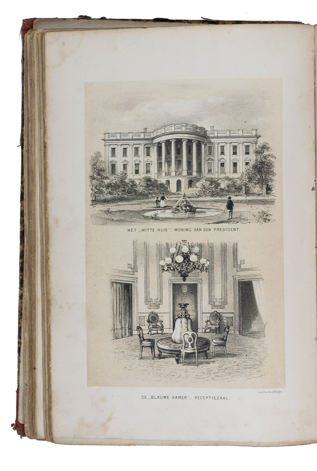 COHEN STUART, Martinus. - Zes maanden in Amerika.Haarlem, Kruseman and Tjeenk Willink, 1875. 2 volumes. Large 8vo (25 x 16.5 cm). With 10 tinted lithograph plates by 