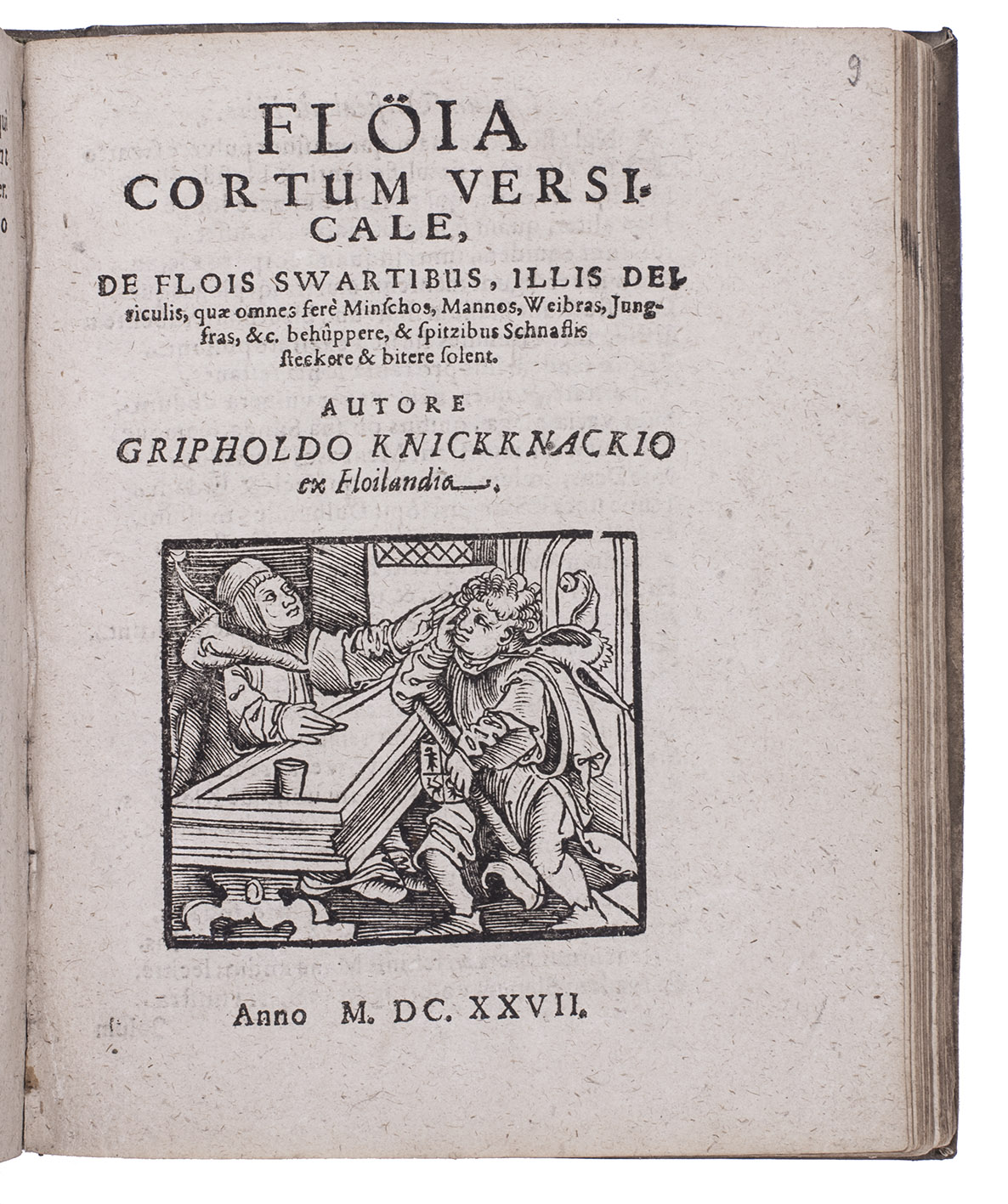 [FACETIAE]. - Facetiae facetiarum, hoc est, jocoseriorum fasciculus novus, exhibens varia variorum autorum scripta, non tm lectu jucunda & jocosa, amoena & amanda, qum lectu ver digna & utilia, multisve moralibus ad mores seculi nostri accomodata, illustrata & adornata.[Rostock, Augustin Ferber], 1627. 17 parts in 1 volume. 4to. With general title-page and 17 part-titles, some with woodcut ornaments or illustrations. Contemporary vellum.