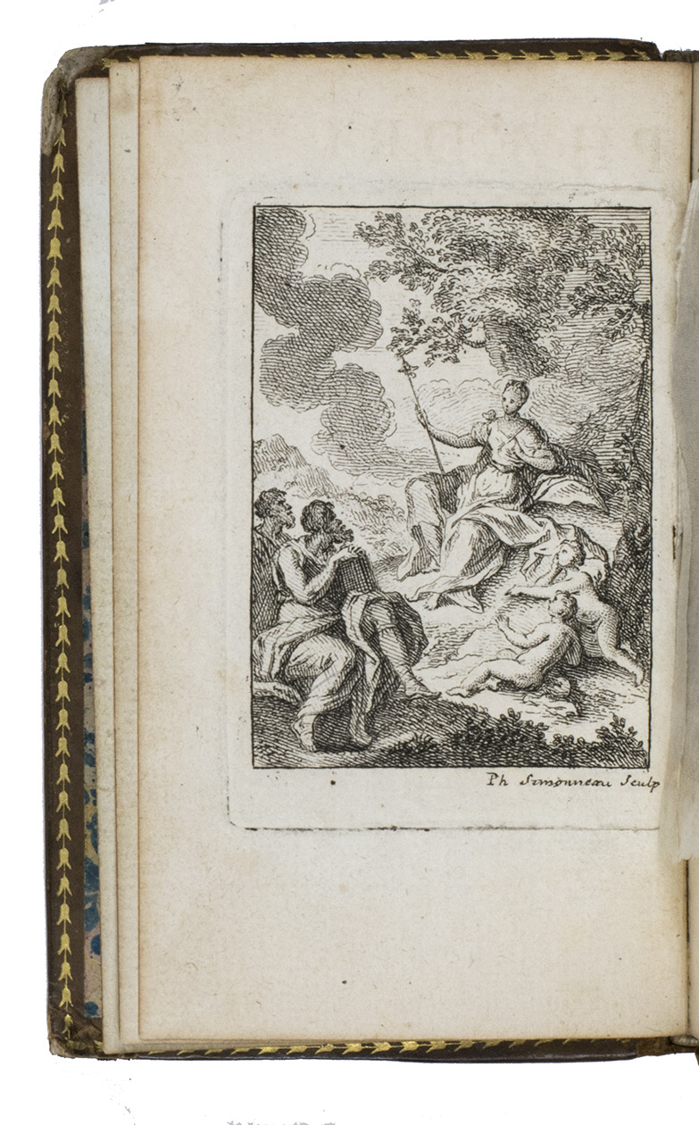 PHAEDRUS. - Phaedri fabulae, et publii Syri Sententiae.Paris, ex Typographia Regia, 1729. 24mo. With an engraved frontispiece by Ph. Simonneau. Late 18th-century calf, gold-tooled spine, black morocco spine label with title in gold, gilt-stamped ornamental border on both sides, gilt edges, marbled paste-downs and endpapers.
