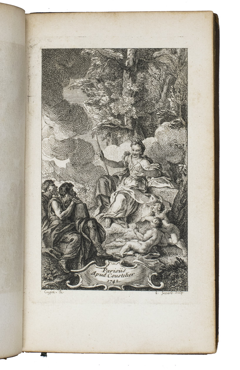 PHAEDRUS. - Phaedri Augusti Liberti Fabularum Aesopiarum Libri quinque, Ad optimas quasque editions emendati.Paris, G. Franciscus Quillau for Coustelier, 1742. 12mo. With frontispiece by Etienne Fessard after C.A. Coypel, the woodcut Elzevier 