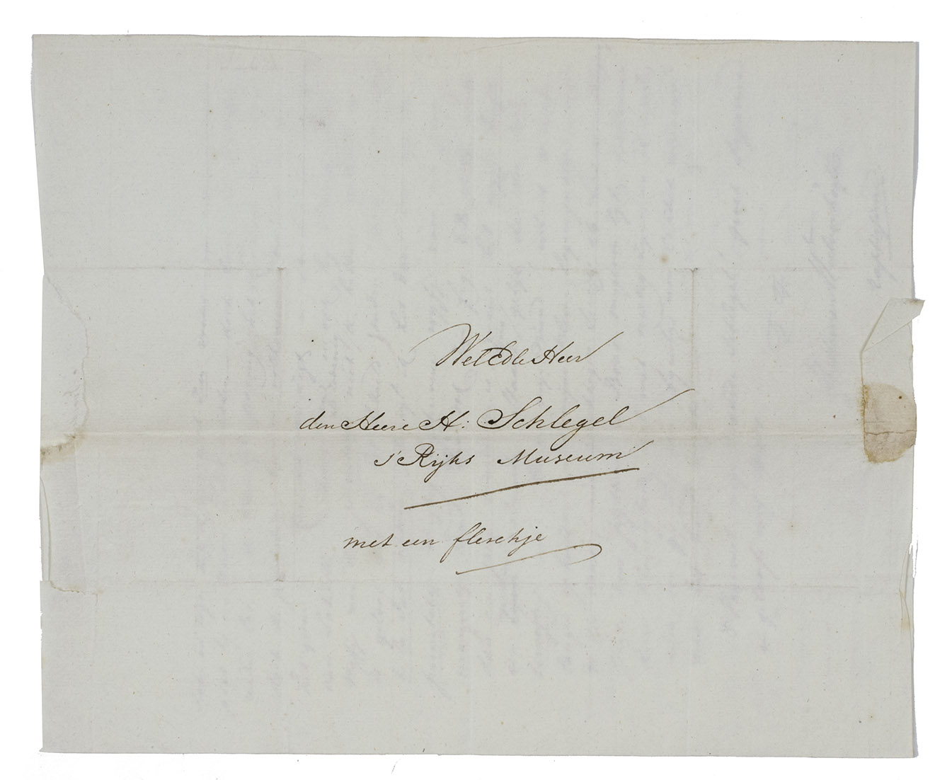 VERSTER VAN WULVERHORST, Abraham Hendrik van. - Two signed autograph letters to Hermann Schlegel.Noordwijk, 10 March and 9 October 1834. Folio (23 x 38.5 cm & 26 x 44 cm). 2 autograph letters, each written on a single leaf and folded for posting with the address and remnants of a seal.