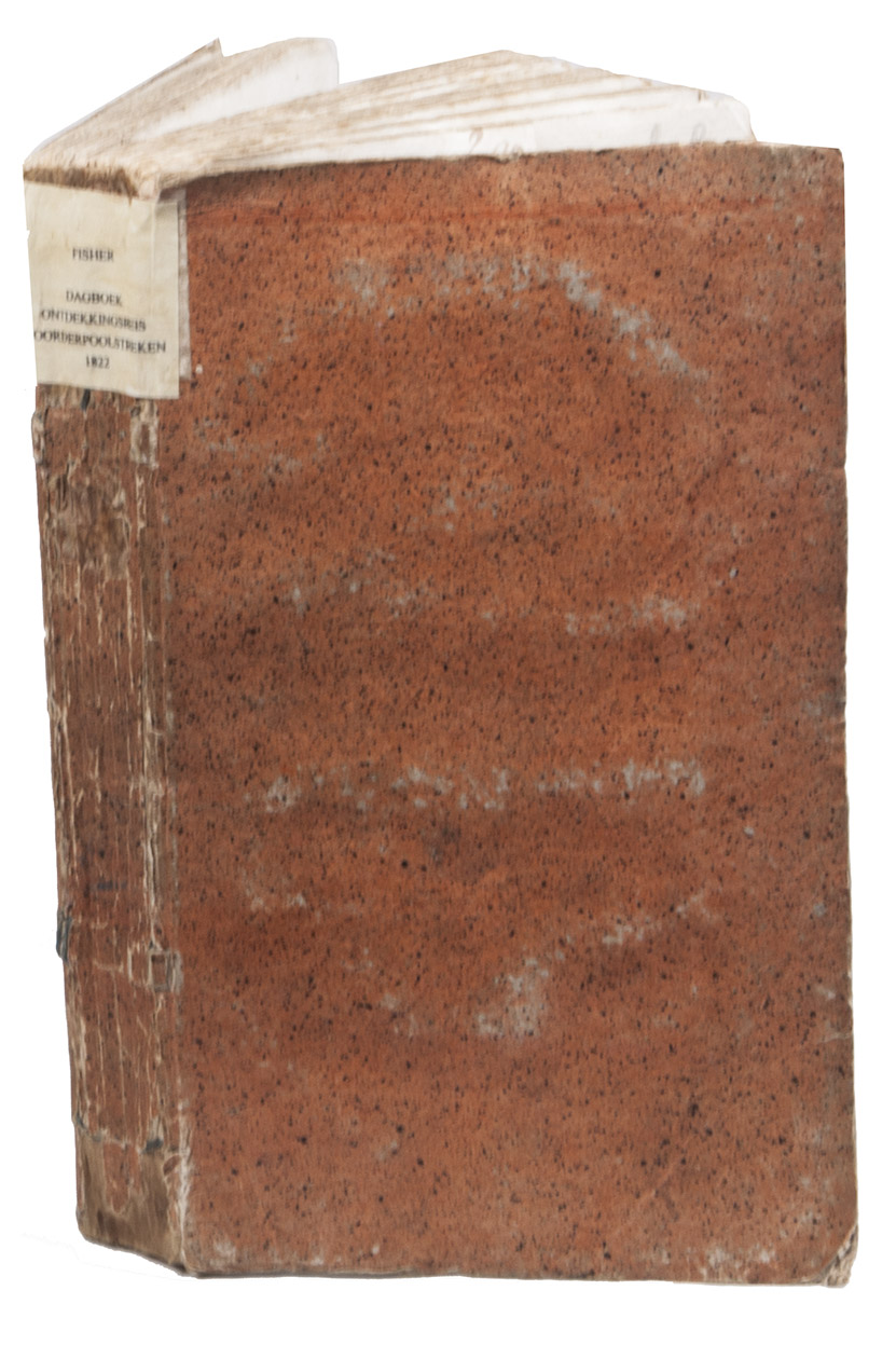 FISHER, Alexander (J. LEHMAN DE LEHNSFELD, transl.). - Dagboek eener ontdekkingsreis naar de Noorderpoolstreken, met de schepen Zijner Grootbrittanische Majesteit Hecla en Griper, in de jaren 1819 en 1820. Uit het Engelsch naar den vierden verbeterden druk door J. Lehman de Lehnsfeld.Dordrecht, Bluss and Van Braam, 1822. 8vo. With a folding map of the Northwest Territories or Nonavut (Canada), including the Melville Island, and 2 engravings in the text of a musk ox and an Eskimo. Modern sprinkled orange paper over thin boards with a modern spine label with printed title.