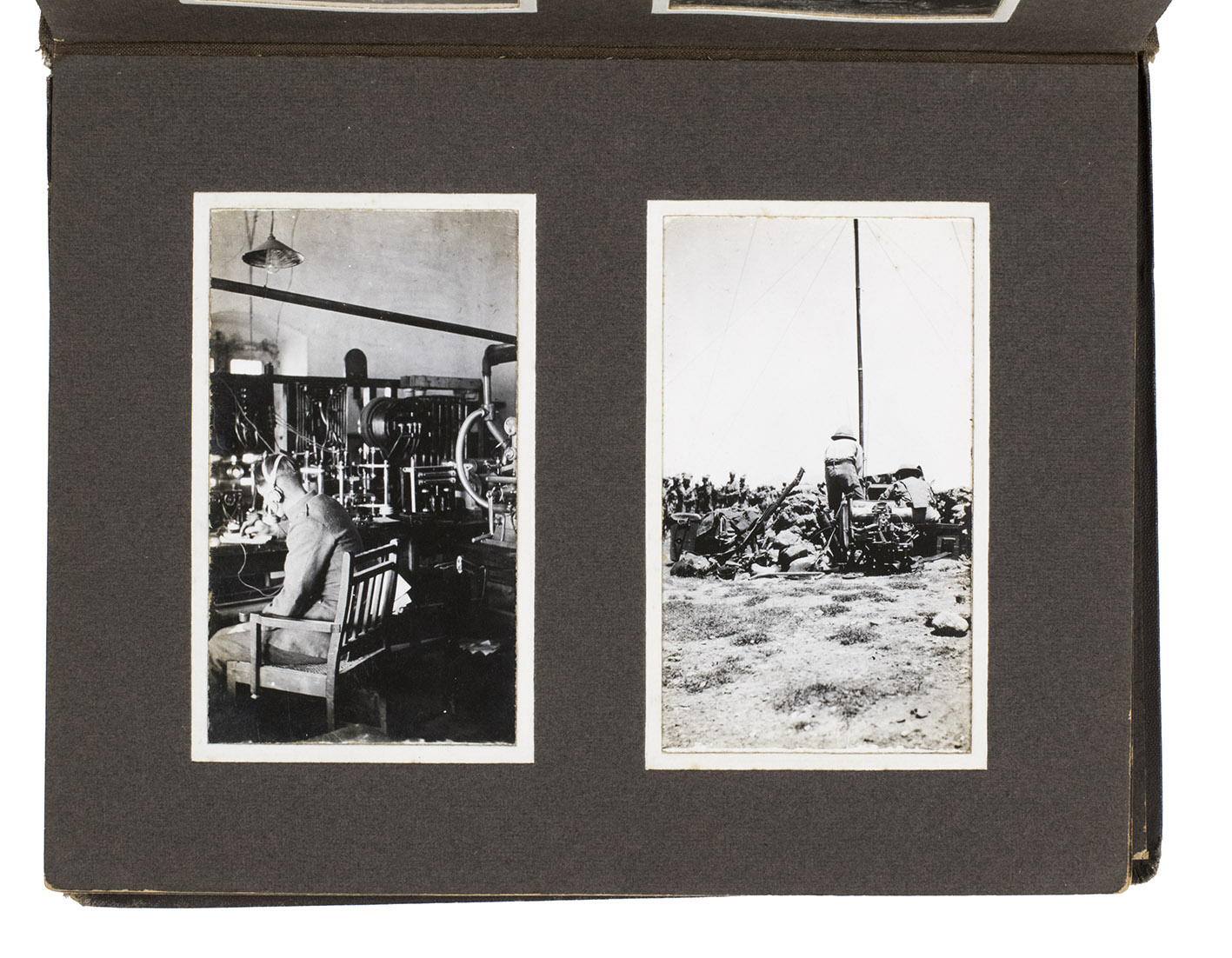 [PHOTO ALBUM - PAKISTAN]. G.W. CURTIS (compiler). - [Album of photographs documenting a British military tour on the Northwest Frontier].Waziristan/Pakistan, 1923-1925. 4to album (22.5 x 17.5 cm). With 97 black & white photographs (each ca. 11 x 6.5 cm) inserted in frames on 24 paperboard  leaves, with 2 