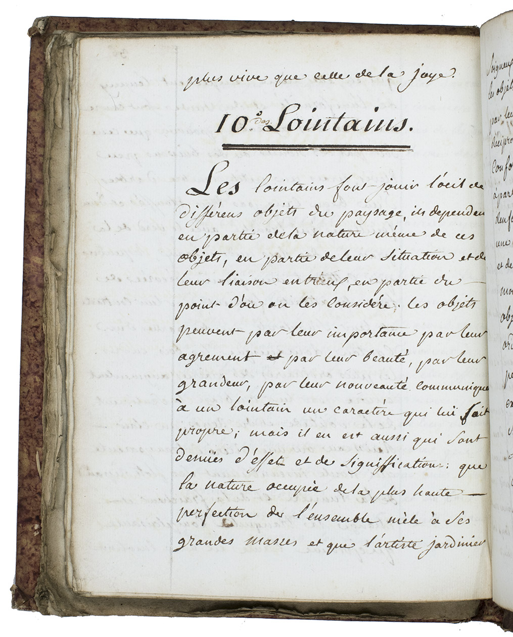 [MANUSCRIPT - GARDENING]. - Introduction  la thorie de l'art des jardins.Ca. 1775-1800. 2 volumes. 4to. Written in several, slightly different neat 18th-century hands. Later red decorated paper over stiff paperboards, spines covered with brown paper, black morocco spine labels with titles and volume numbers in gold.