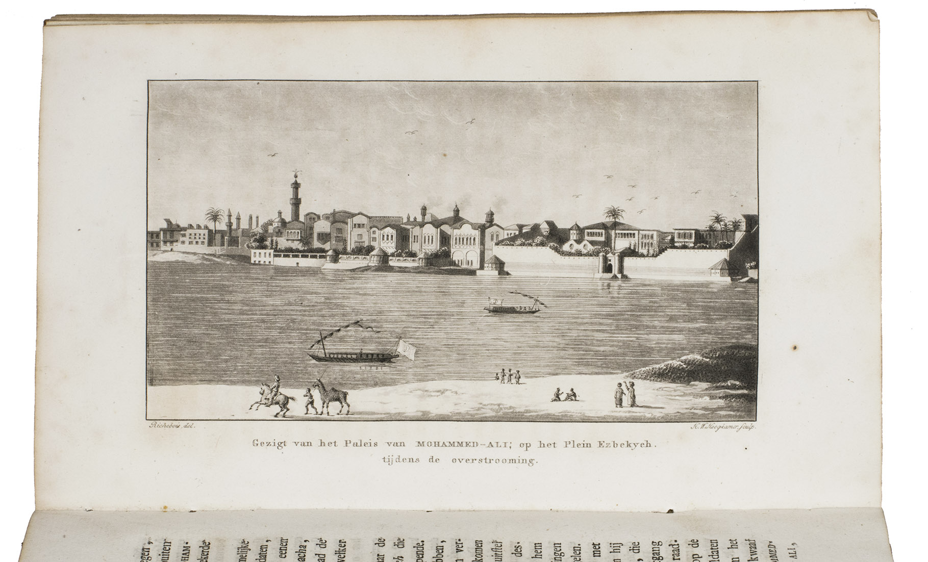 MENGIN, Felix. - Geschiedenis van Egypte, onder de regering van Mohammed-Ali of verhaal der staatkundige en militaire gebeurtenissen, die plaats gehad hebben sedert het vertrek der Franschen tot in 1823.Amsterdam, Johannes Christoffel van Kesteren, 1828. 2 volumes. 8vo. With 8 engraved plates and 2 engraved folding maps. Contemporary half sheepskin, marbled sides, red morocco spine label with title in gold.