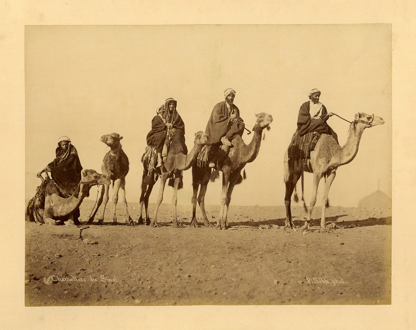 SEBAH, Pascal and Antoine BEATO. - Nine photographs of Egypt.[Egypt], 1880. 9 albumen prints (approx. 340 x 260 mm), each mounted on backing  cardboard (ca. 400 x 340 mm). Three edges gilt.