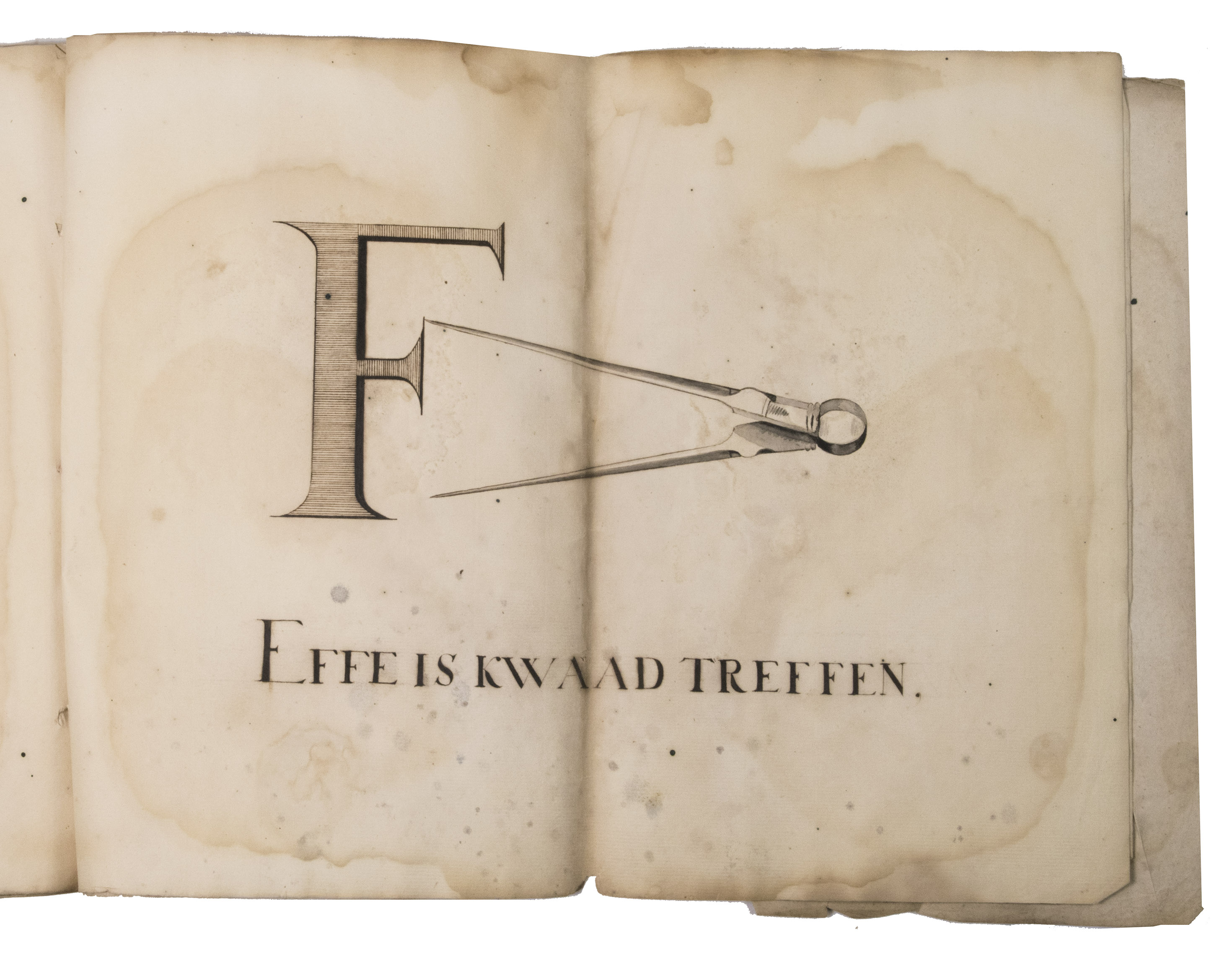 [MANUSCRIPT - CALLIGRAPHY]. WALBEEK, Willem and Frans WALBEEK. - [Three calligraphic prize books by Willem and Frans Walbeek].Warmond (near Leiden), the Netherlands, 1752-1756.Comprising:(1) WALBEEK, Willem. Prijs boek. Inhoudende verscheyde geschriften.Warmond, 1752.(2) WALBEEK, Willem. Prijs-boek. Inhoudende eenige schriften.Warmond, 1753.(3) WALBEEK, Frans. Prijs boek.Warmond, 1756.Three oblong albums (ca. 35 x 44 cm). With the same hand drawn illustration of 2 putti holding a laurel wreath on the title-pages of ads 2 and 3, and an ink drawing of a compass (drawing instrument, or other measuring instrument) as part of a calligraphic exercise also in ads 2 and 3. Contemporary marbled paper wrappers.