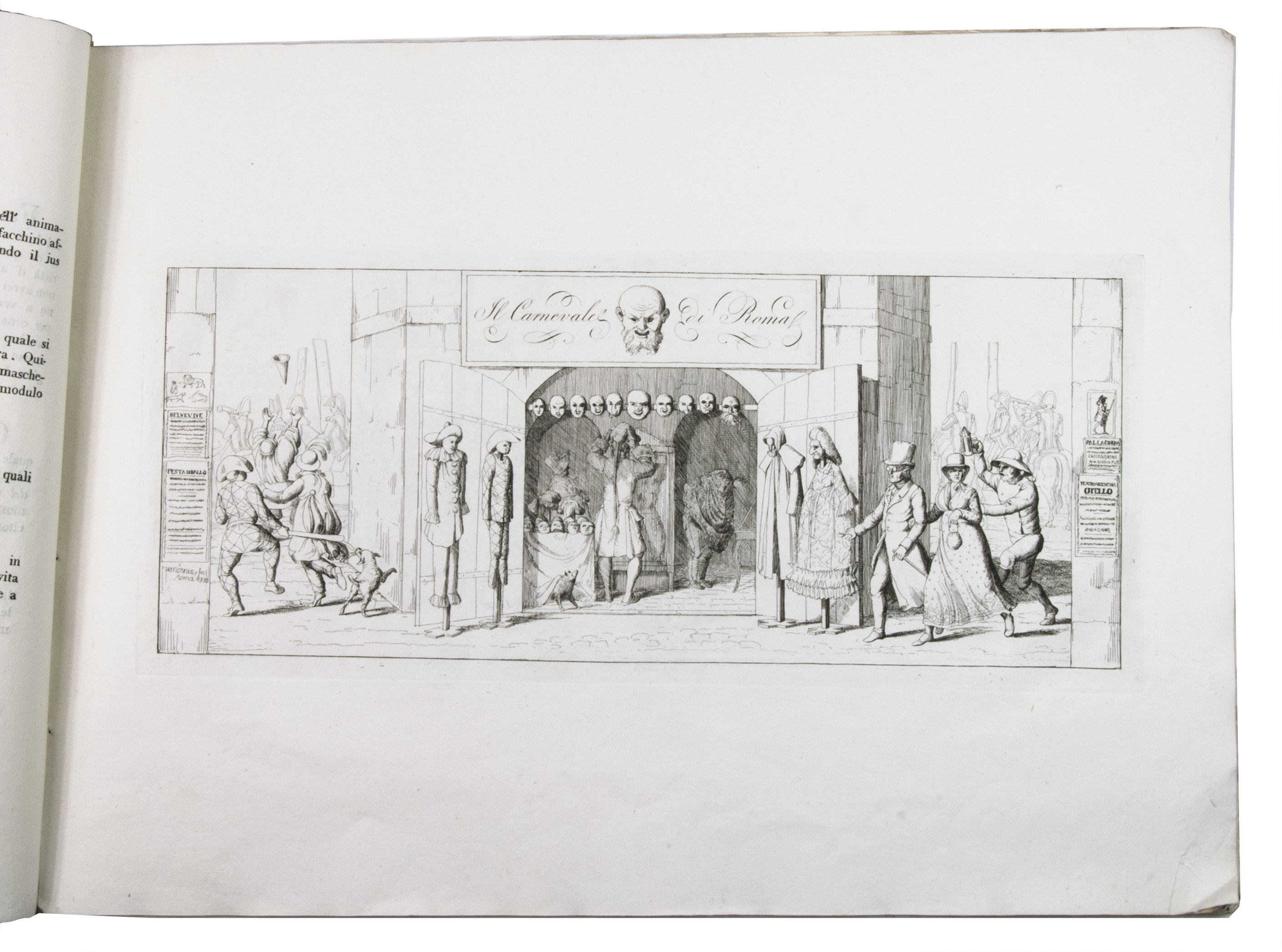 [MRNER, Carl Gustaf Hjalmar]. - Il carnevale di Roma.Rome, F. Bourli, 1820. Oblong folio (ca. 42 x 57 cm). With 20 numbered copper-engravings. Grey paper wrappers.