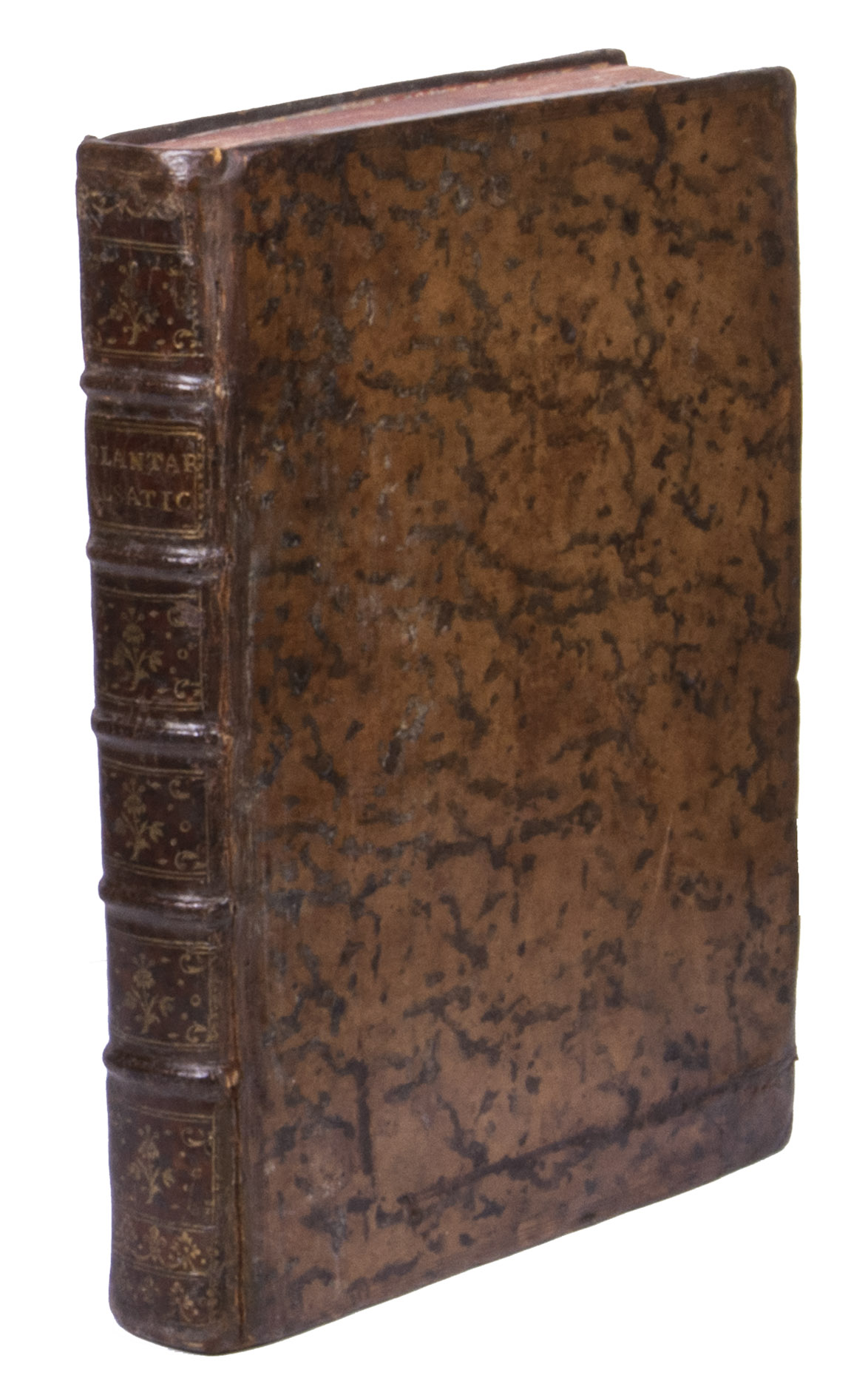 MAPPUS, Marcus and Johan Christian EHRMANN (editor). - Historia plantarum alsaticarum.Strasbourg and Amsterdam, Johann Daniel Dulsecker and Pieter Mortier, 1742. 4to. With 7 folding copper-engraved plates of plants, an engraved printer's device on the title-page, an engraved coat-of-arms of Franois-Joseph de Klinglin, baron de Hattstatt etc. as a headpiece above the dedication, 3 woodcut initials, a headpiece made up of typographical ornaments at the start of the main text and the index, a woodcut tailpiece at the end of the main text, and the title-page is printed in red and black. Contemporary gold-tooled, mottled, polished calf.