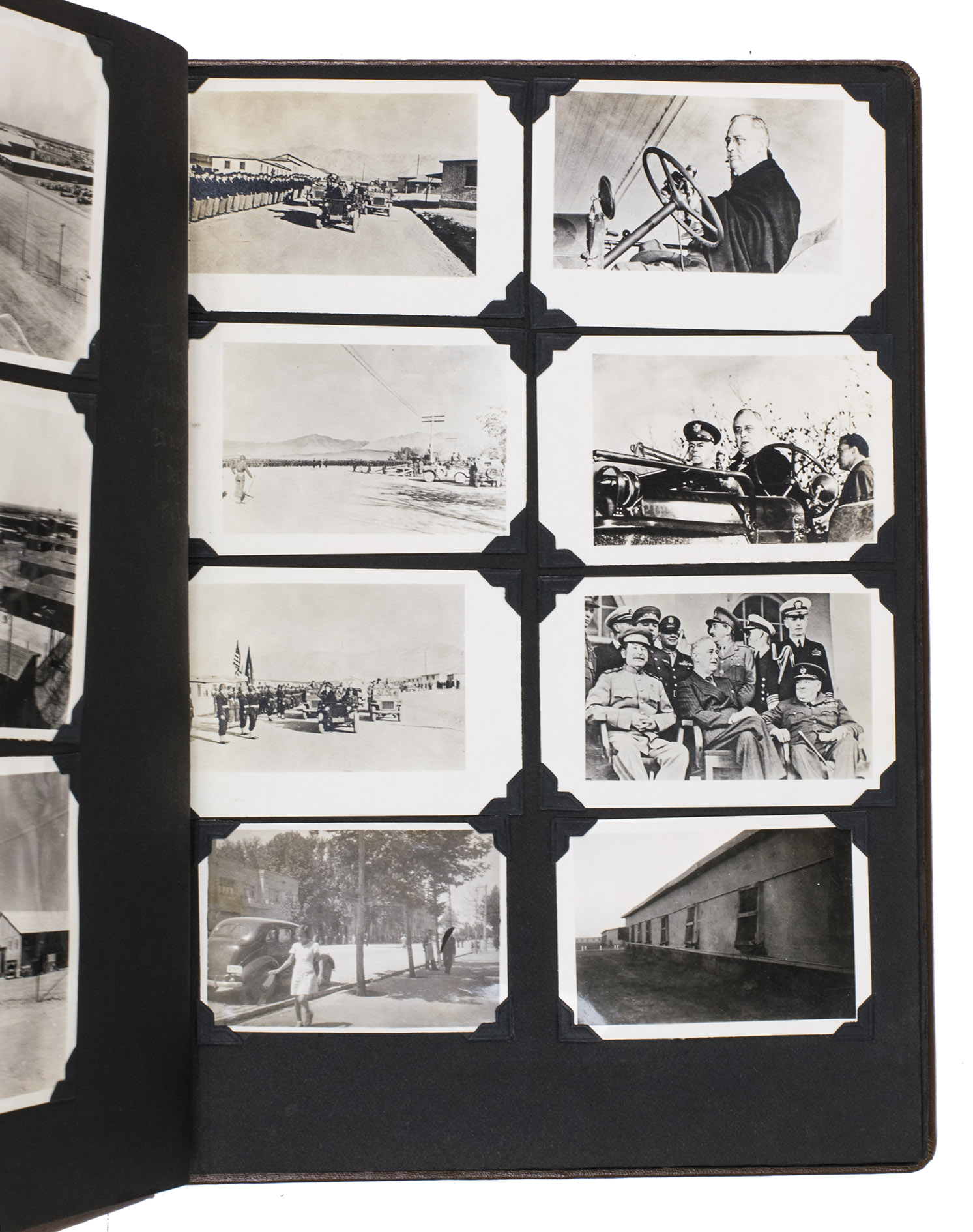 [PERSIAN GULF COMMAND]. STEFANO, John (compiler/ photographer). - [Cover title:] Persian Gulf Command. Iran.[Ca. 1943-1945]. Ca. 32.5 x 26 cm. With 150 gelatin silver photographs (various sizes). Contemporary embossed brown cloth, with the title embossed in silver on the front board, and the green shoulder sleeve insignia of the Persian Gulf Command embedded in the front board