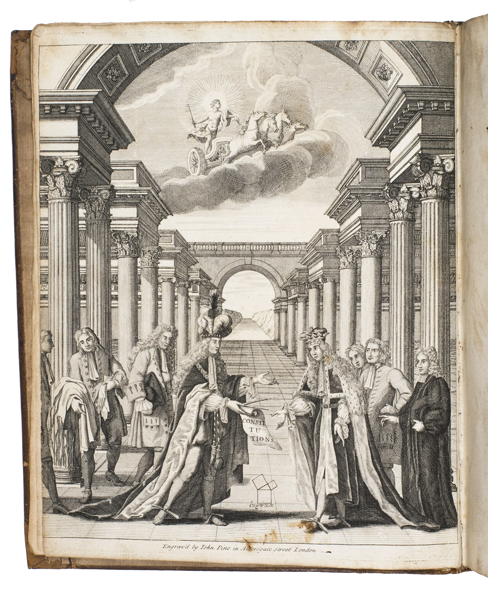 [ANDERSON, James]. - The constitutions of the Free-Masons. Containing the history, charges, regulations, &c. of that most ancient and right worshipful fraternity. For the use of the lodges.London, printed by William Hunter for John Senex and John Hooke, 1723 [