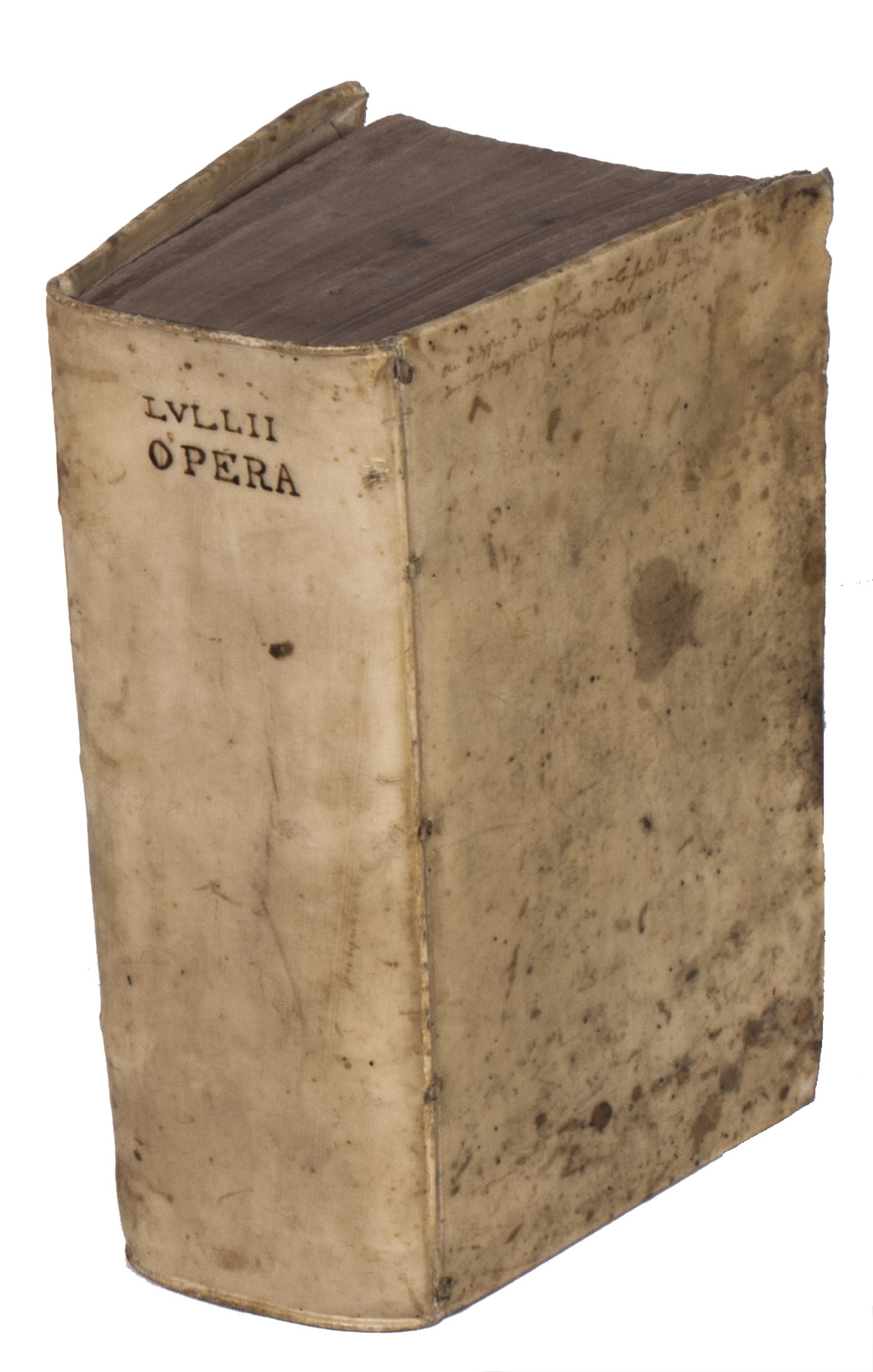 LULL, Ramon. - Opera ea quae ad adinventam ab ipso artem universalem, scientiarum artium que omnium brevi compendio, firmaq[ue] menmoria apprehendendarum, locupletissimaq[ue] vel oratione ex tempore pertractandarum, pertinent.Strasbourg, sold by the heirs of Lazarus Zetzner, 1617. With: (2) ALSTED, Johann Heinrich. Clavis artis Lullianae, et verae logices ...Strasbourg, sold by the heirs of Lazarus Zetzner, 1633.2 works in 1 volume. 8vo. With 3 folding letterpress tables, numerous woodcut diagrams in the text, a decorated woodcut initial at the start of each chapter, and a woodcut printer's device on the title-page. Contemporary vellum, sewn on 5 supports laced through the joints, with the manuscript title on the spine.
