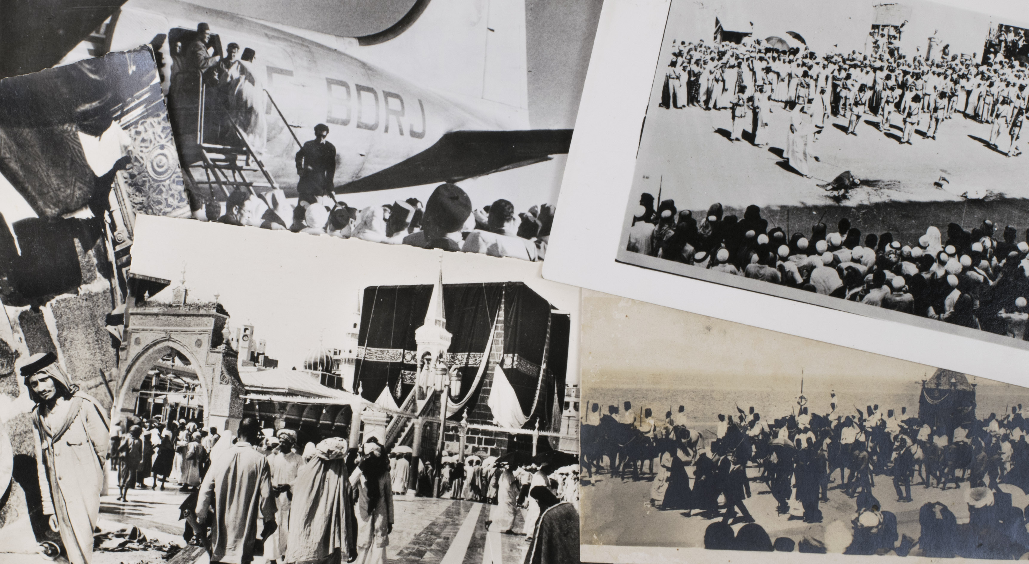 [POSTCARDS - SAUDI ARABIA]. - [Hajj].[Second half 20th century]. Various sizes. Four postcards and one press photograph. Housed in a clear plastic sleeve.