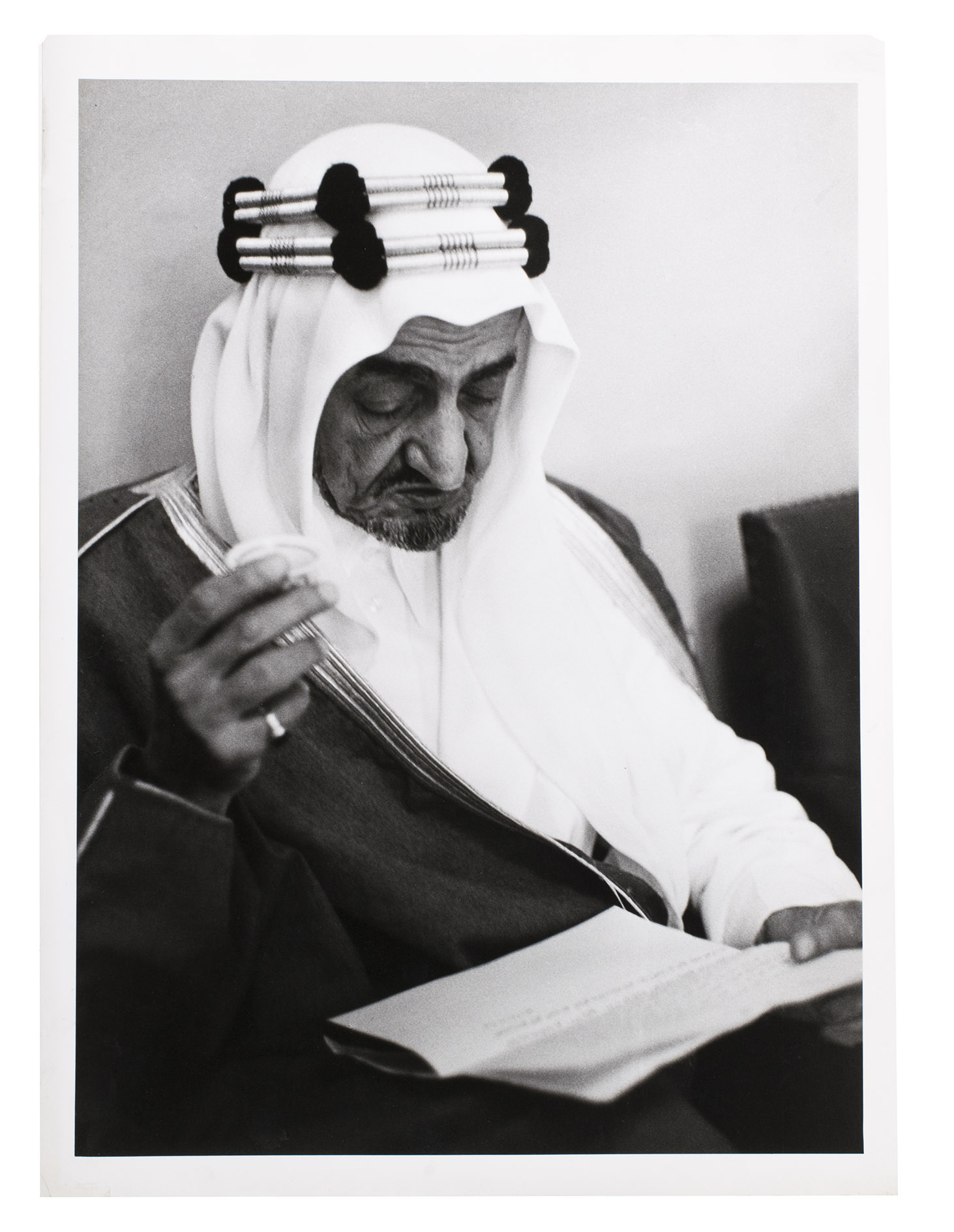 [PHOTOGRAPHY - KING FAISAL]. - [King Faisal].[Ca. 1970]. Ca. 40 x 30.5 cm. Two large photographic prints. Housed in a clear plastic sleeve.