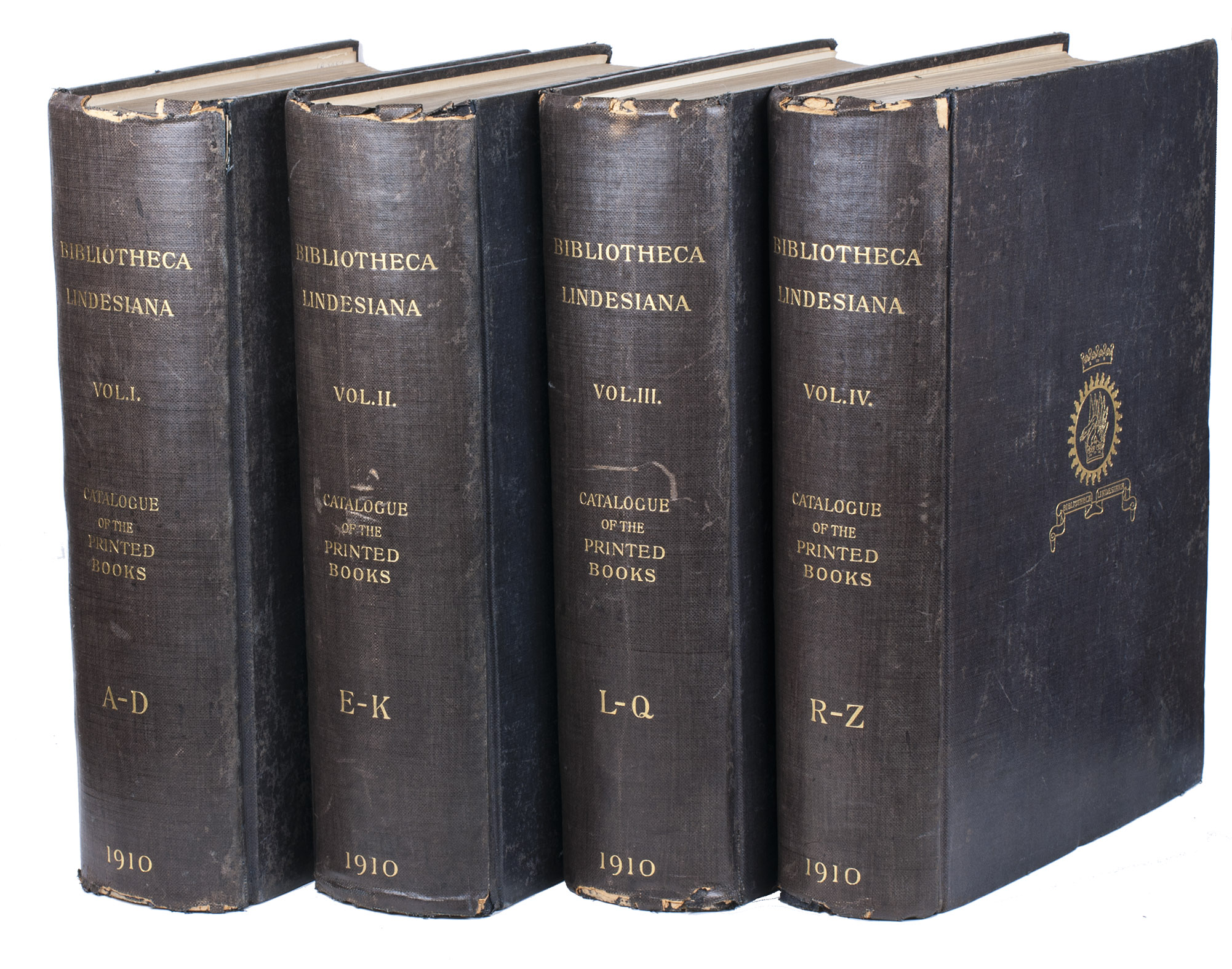 [LINDSAY, James]. - Bibliotheca Lindesiana. Catalogue of the printed books preserved at Haigh Hall, Wigan Co. Pal. Lancast.Abdereen, Aberdeen University Press, 1910. 4 volumes. Folio. Original publisher's cloth, tops gilt.