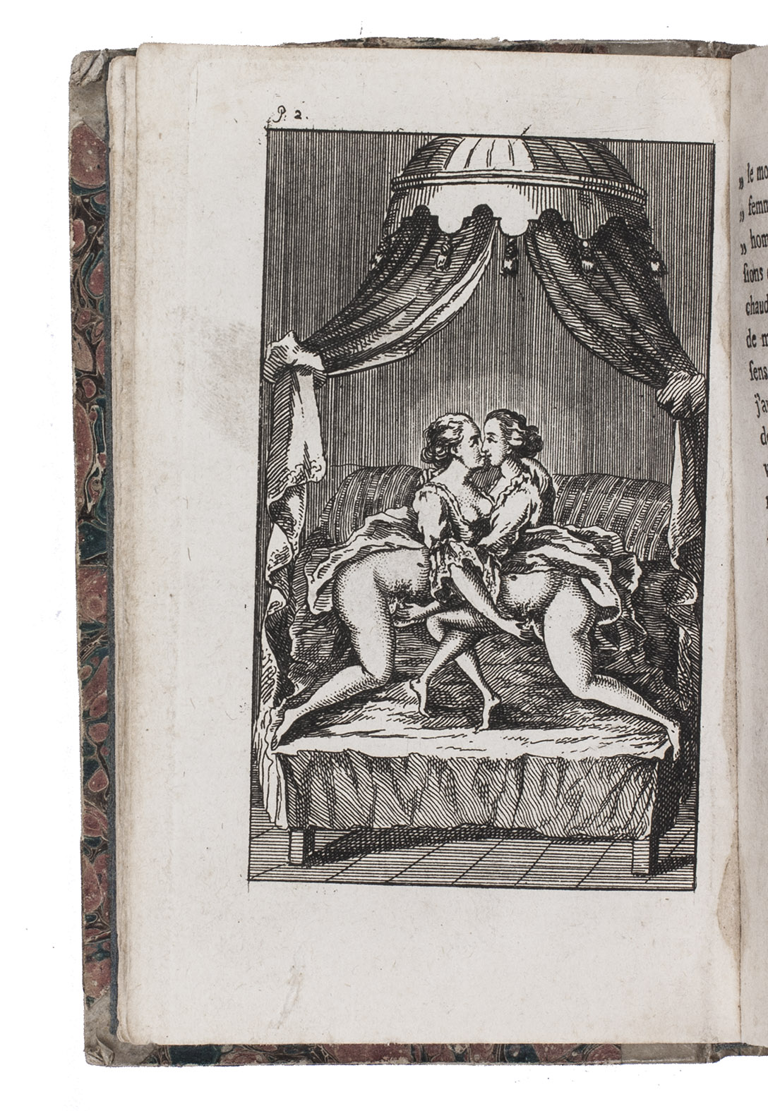 CLELAND, John. - Nouvelle traduction de la fille de joye. Par Mr. Cleland, contenant les mmoires de mlle. Fanny, crite par elle-mme.London [= Bern?], 1776. 2 parts in 1 volume. 12mo. With 4 engraved plates. Half sheepskin parchment (ca. 1810?), shell-marbled sides.