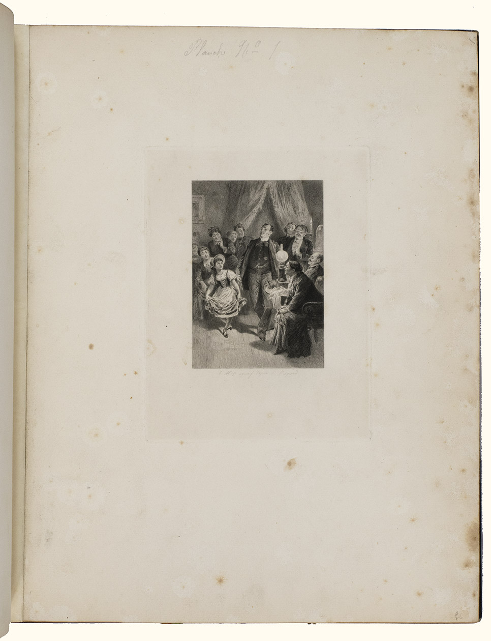 BAYARD, mile. - [Proof impressions of illustrations for Alphonse Daudet's Fromont jeune et Risler an]. [Paris, 1885]. Folio (35 x 29 cm). Proofs of 12 engraved plates in many different states, giving 73 prints in total, engraved by Jules Massard and Eugne Abot after Emil Bayard (image size 10.7 x 7.3 cm; plate size 19 x 14 cm). Contemporary half goatskin morocco.