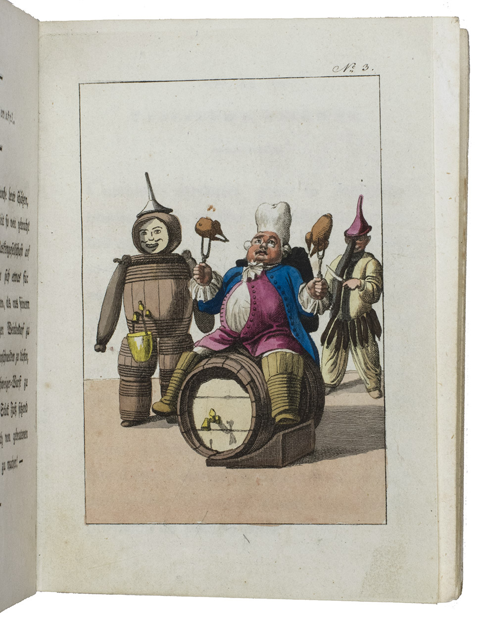 [COSTUMES - CARNIVAL]. - Taschenbuch fr das Carneval. Erstes Jahr. - Le carnaval ou representation d'une collection d'habits de masques. L'an premier. Leipzig, Friedrich August Leo, 1804. 16mo? (14 x10.5 cm). With 12 numbered engraved plates by Friedrich Wilhelm Nettling, all coloured by a contemporary hand. Original publisher's paperboards, printed from an engraved plate and hand-coloured.