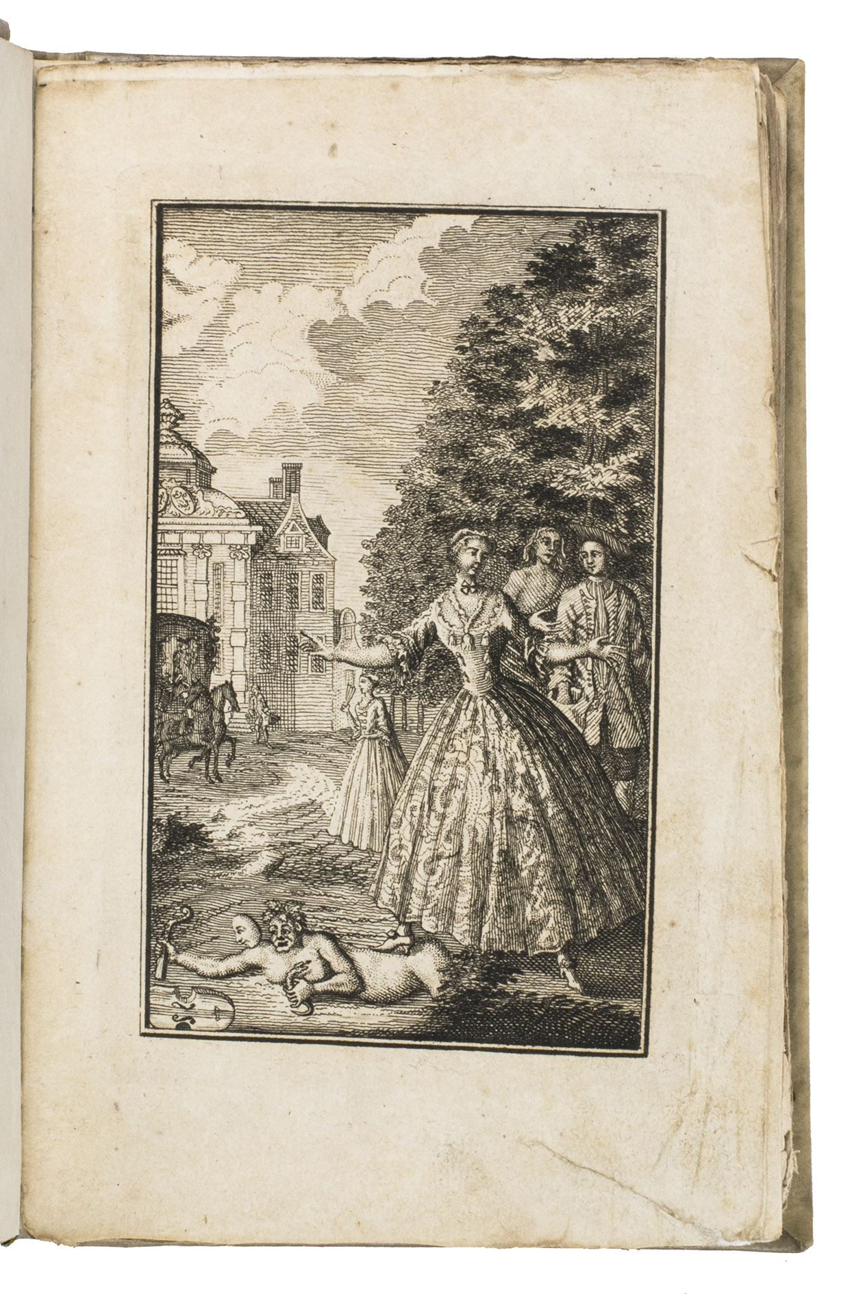 [KERSTEMAN, Franciscus Lievens]. - Historie van mevrouwe de hartoginne van Pompadour. [Wrapper-title: Levensbeschryving van de hartoginne van Pompadour]. Zaltbommel, Johannes Willem Kanneman, 1761. 8vo. With engraved frontispiece and title-page printed in red and black. Recased in 18th-century vellum, later endpapers, preserving the original publisher's printed wrappers.