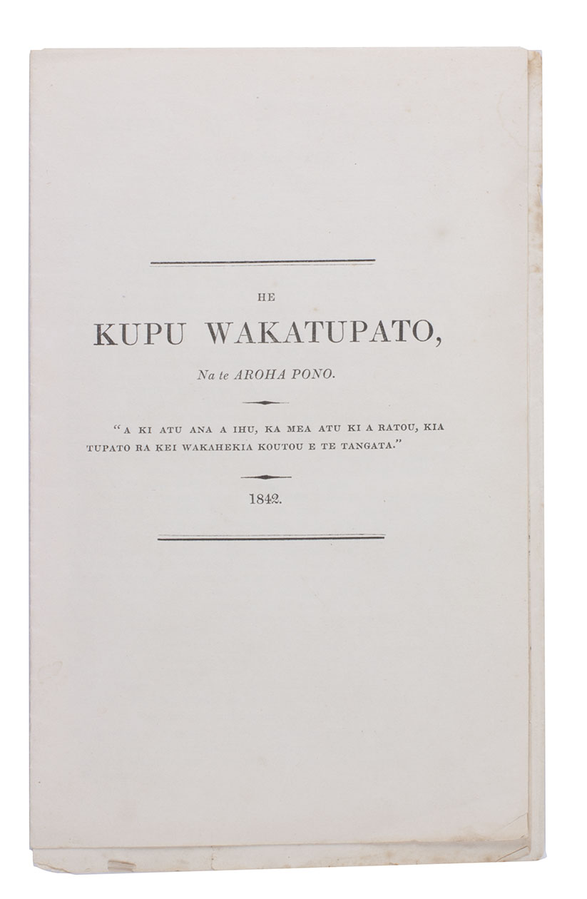 [COLENSO, William]. - He kupu wakatupato, ...[Paiha (New Zealand), Mission Press], 1842. 8vo. Never sewn, stitched or bound.