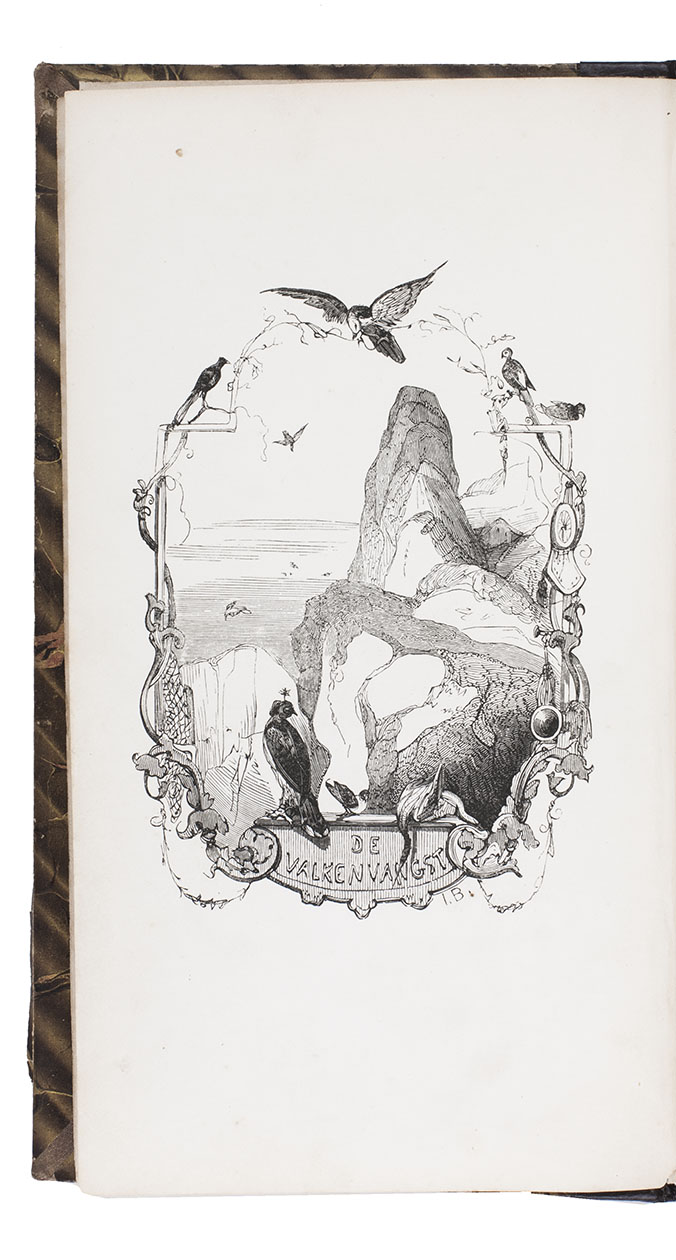 ZEGGELEN, Willem Josephus. - De valkenvangst.The Hague, W.P. van Stockum, 1841. 8vo. With a wood-engraved frontispiece by 