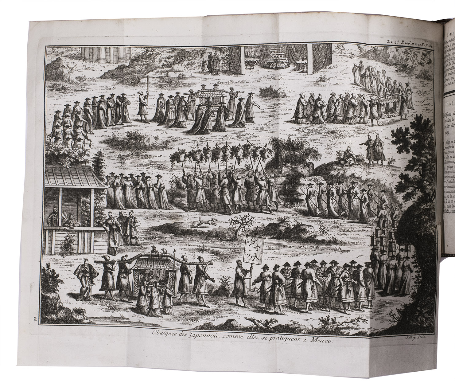 CHARLEVOIX, Pierre Franois Xavier de. - Histoire du Japon;  Nouvelle dition. Paris, Rollin (colophon vol. 6: printed by dHours fils), 1754. 6 volumes. 12mo. With 56 engraved plates (including 28 folding maps, plans and other illustrations and 28 single-page botanical plates). Contemporary mottled calf, gold tooled spines.