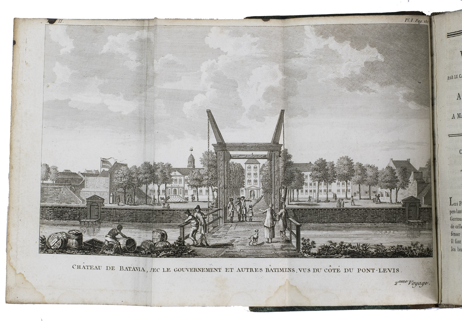 STAVORINUS, Johan Splinter. - Voyages par le Cap de Bonne-Esprance dans l'archipel des Molucques, de 1768 a 1771 et de 1774 a 1778 Paris, Maradan, 1805. 3 volumes. 8vo. With 4 engraved plates (3 folding) and 5 folding engraved maps. 19th-century gold-tooled half sheepskin.
