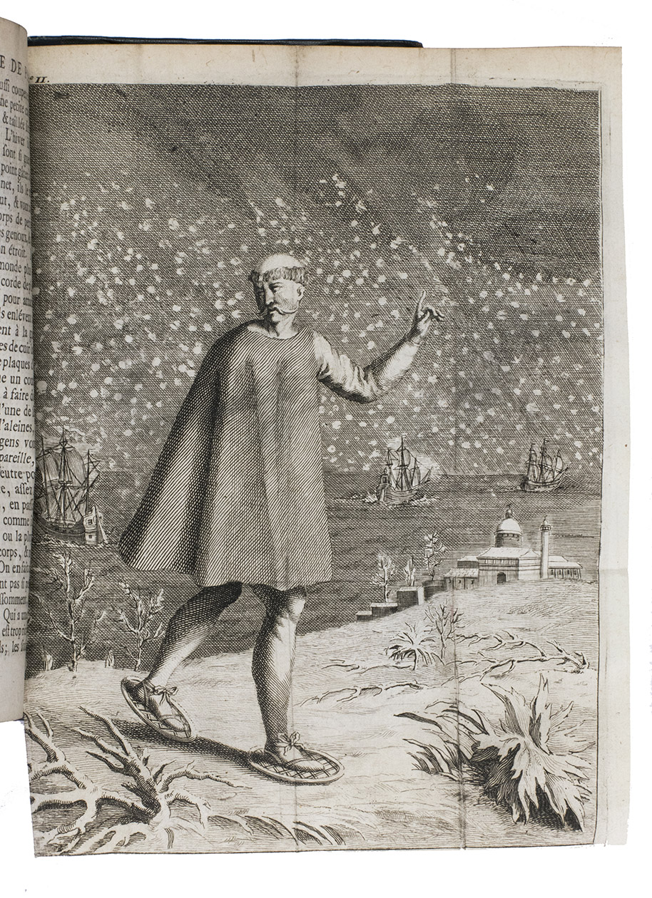 CHARDIN, Jean. - Voyages de mr. le chevalier Chardin, en Perse, et autres lieux de l'Orient.Amsterdam, J. L. de Lorme, 1711. 10 volumes. 12mo. With an engraved frontispiece portrait of Johannes Chardin, 1 engraved map, 79 engraved folding plates and 6 letterpress folding tables. Contemporary half morocco, gold-tooled spine.