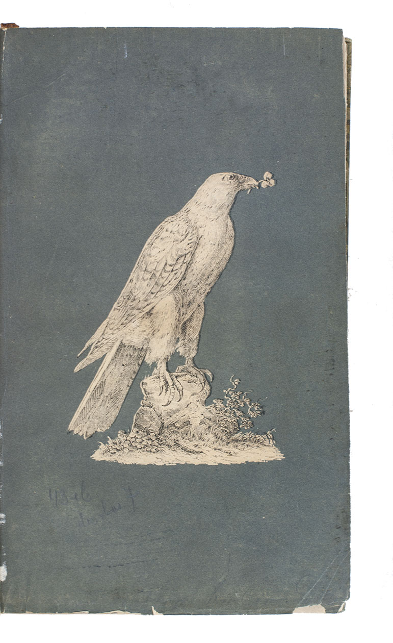 HAMMER-PURGSTALL, Joseph von. - Falknerklee, bestehend in drey ungedruckten Werken ber die Falknerey. ...Pest (now part of Budapest), Conrad Adolf Hartleben (verso of title-page: [Vienna], printed by the widow of Anton Strau), 1840. 8vo. With lithographed frontispiece, elaborately decorated Turkish title-page and opening page. Set in fraktur, Arabic and Greek types with incidental roman. With a modern index of ornithological, zoological and botanical names. Later 19th-century half tanned sheepskin, with the publisher's original tinted lithographed wrappers bound in; the modern index is separately bound in modern goatskin, designed to match the main volume.