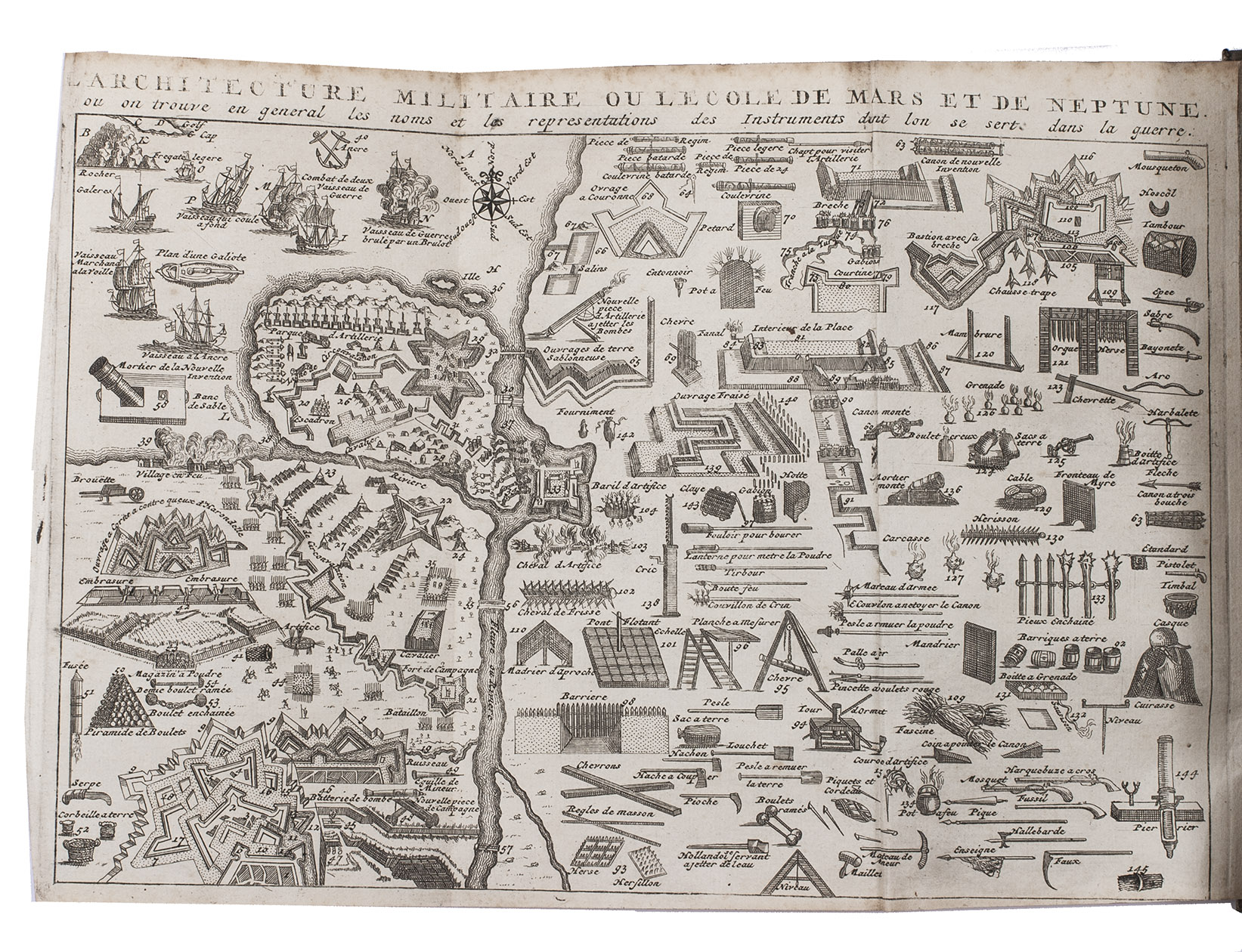 COEHOORN, Menno van. - Nouvelle fortification, tant pour un terrain bas et humide, que sec et lev, represente en trois manires sur le contenu intrieur de l 'exagone a la Franoise, ...Wesel, Jacob von Wesel [printed by Johann Kattepoel or his heirs, or possibly by a printer in the Netherlands], 1706. 8vo. With 14 (of 15) engraved folding plates. Contemporary vellum.