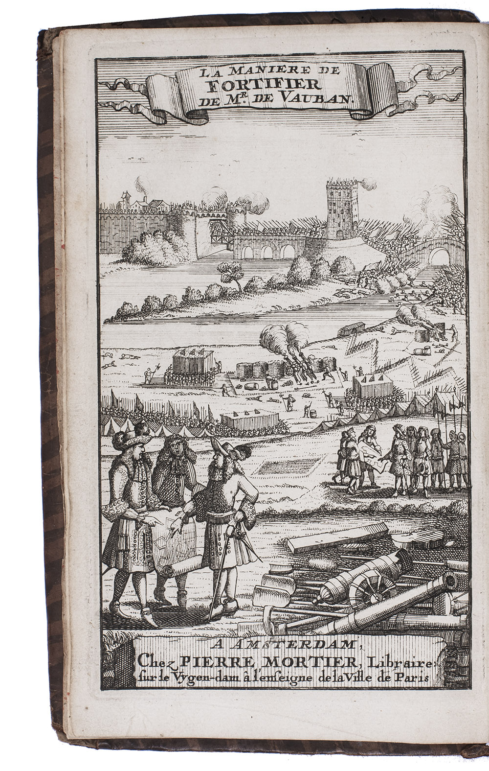 CAMBRAY, Chevalier de. - Maniere de fortifier de Mr. De Vauban. ... Avec un trait de geometrie ...Amsterdam, Pieter Mortier, 1689. 8vo. With engraved frontispiece and 30 numbered engraved plates (A-X & 1-8). Contemporary mottled calf, gold-tooled spine.