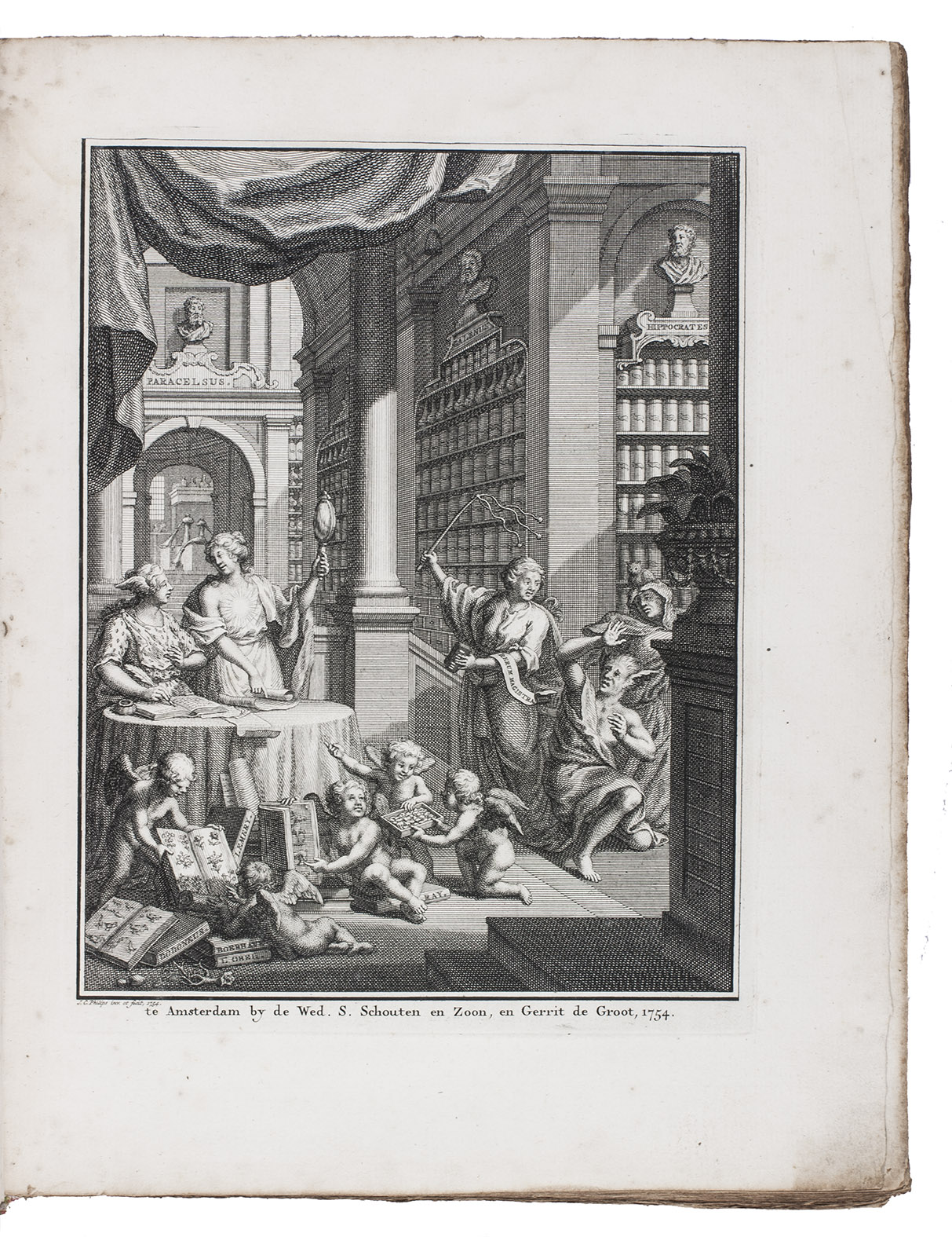 ELZEVIER, Kornelis. - Lexicon galeno-chymico-pharmaceuticum, of apothekers woordenboek.Amsterdam, Gerrit de Groot and the widow of Salomon Schouten and sons, 1755. 2 volumes. Large 4to (27 x 21 cm). With engraved frontispiece and an engraving in text. 19th-century red calf.