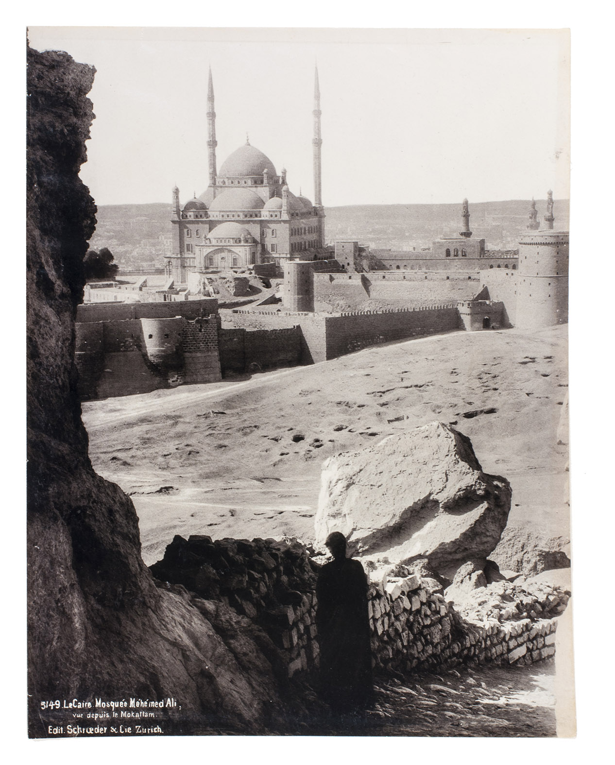 SEBAH, Pascal, LEHNERT & LANDROCK, Wilhelm HAMMERSCHMIDT, SCHROEDER & Cie and Enrico VAN LINT. - [Photographs, mostly of Egypt].[Egypt and elsewhere], [ca. 1860-ca. 1914]. With 9 carte de visite albumen prints (ca. 8.5 x 5.5 cm) by Hammerschmidt and Van Lint, two albumen prints (9.5 x 12.5 cm) by Sbah mounted on paper, one silver gelatin print (8.5 x 11.5 cm) by Lehnert & Landrock and one silver gelatin print (27 x 21 cm) by Schroeder & Cie in a passepartout.