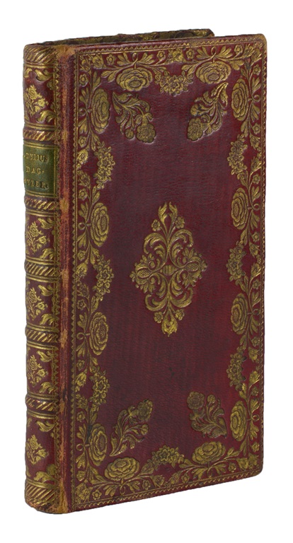 DYLIUS, Joannes (compiler). - Dagwyzer der geschiedenissen ... Benevens de geboorte, en sterfdagen, van hooge, en laage stands persoonen ... [Amsterdam, (frontispiece:) 1778]. Narrow 8vo (16.5 x 9.5 cm). Manuscript in brown ink on laid paper, written in Dutch in a neat and clear but minute Latin hand, forming a calendar of historical events from 17 CE to 28 November 1777, with a grey ink and ink-wash allegorical frontispiece title, dated 1778 but signed by the artist 