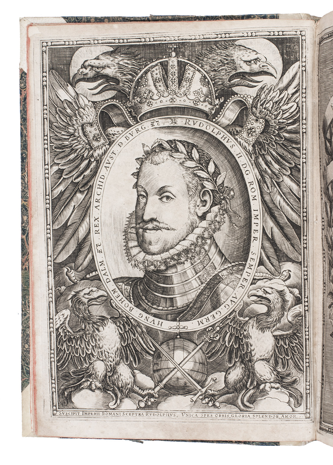 BARGAGLI, Scipione. - Dell' imprese die Scipion Bargagli  Alla prima parte, la seconda, e la terza nucoamente aggiunte.Venice, Francesco de Franceschi, 1594. Small 4to (20.5 x 15 cm). With oval engraved device on title-page, full-page engraved portrait of Rudolf II, full-page engraved dedicatory emblem, and 138 engraved oval emblems in text. 19th-century half sheepskin parchment.